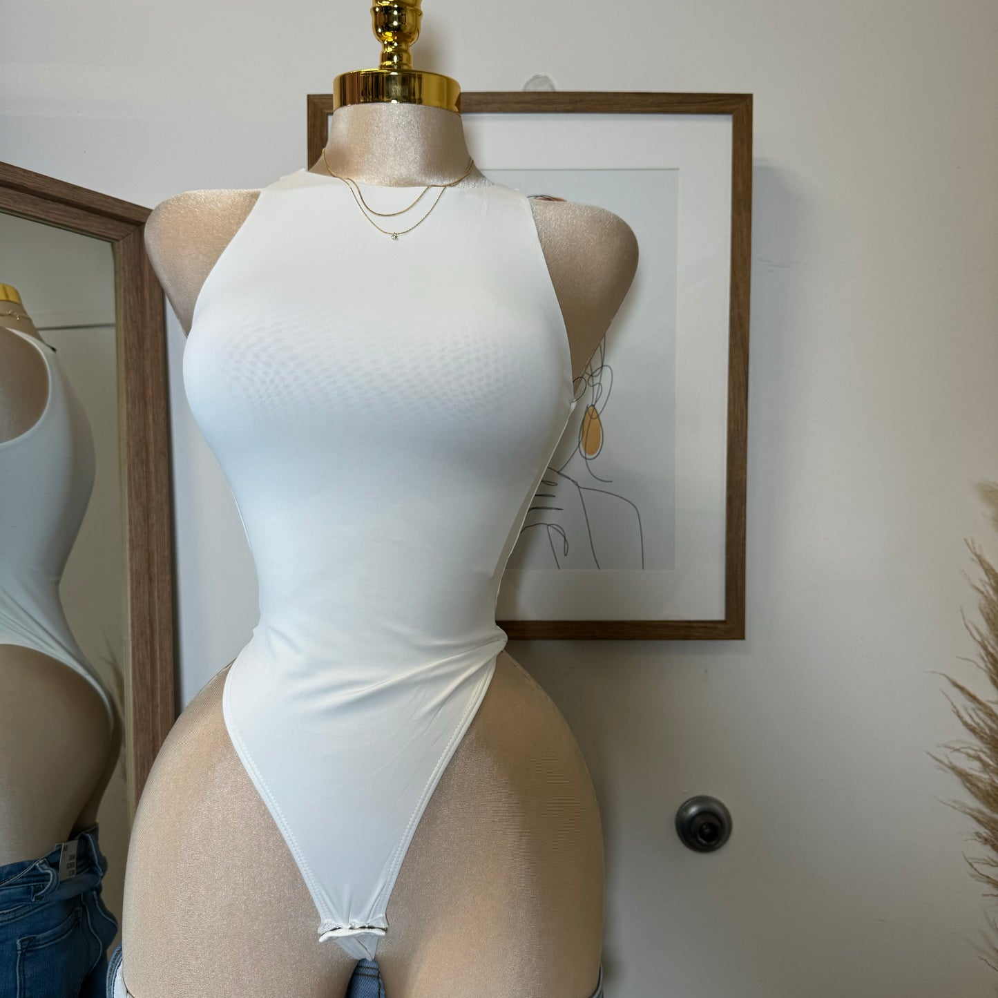 Contour Double Layered 90s Bodysuit-White