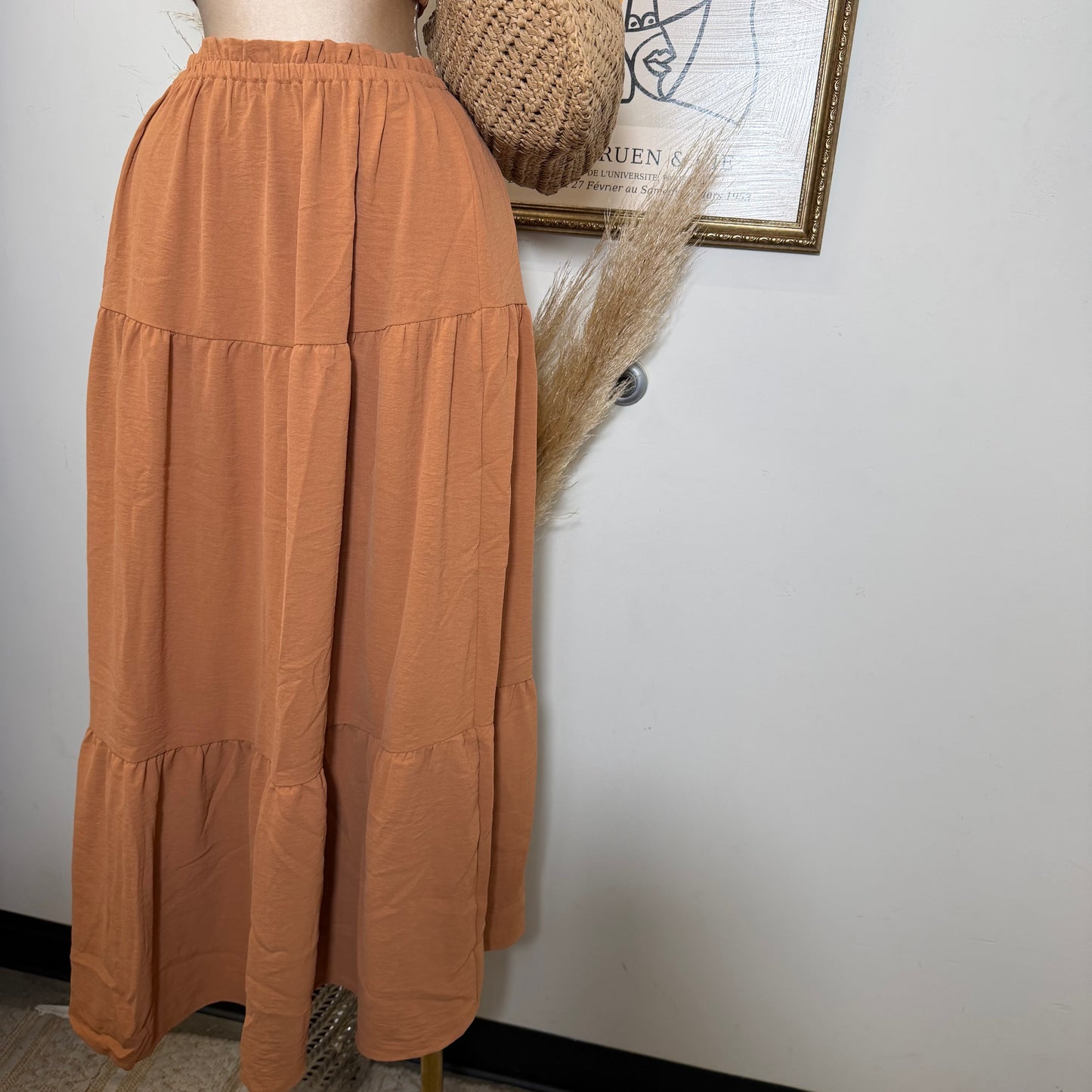Smocking Tube Top and Ruffles Hem Maxi-
