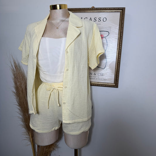 Short sleeve shirt & Short set-Yellow
