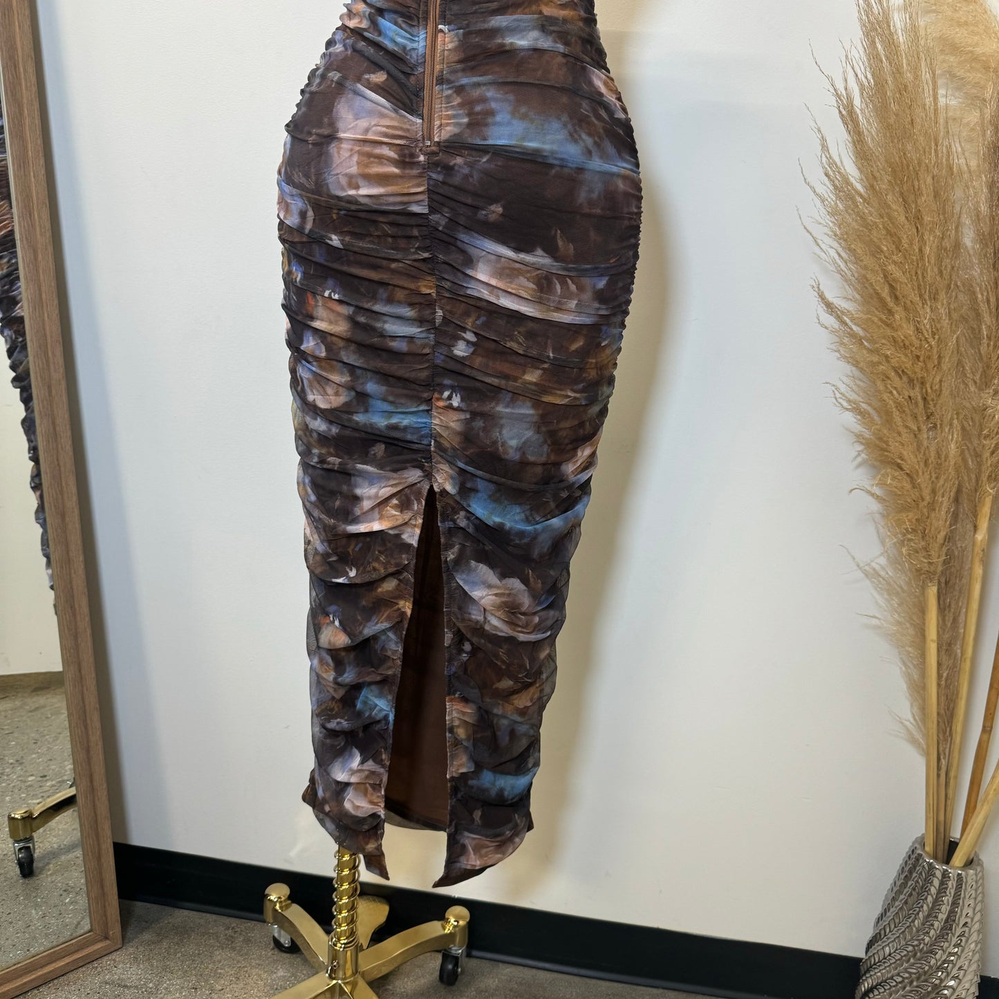 Kallie Midi Dress-Multi Brown