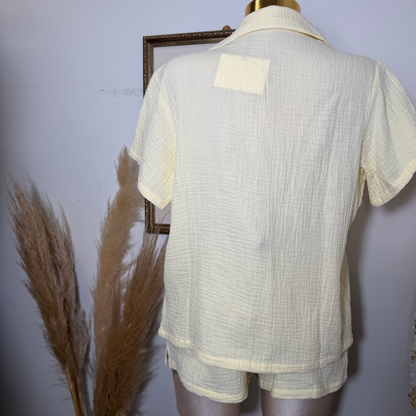 Short sleeve shirt & Short set-Yellow