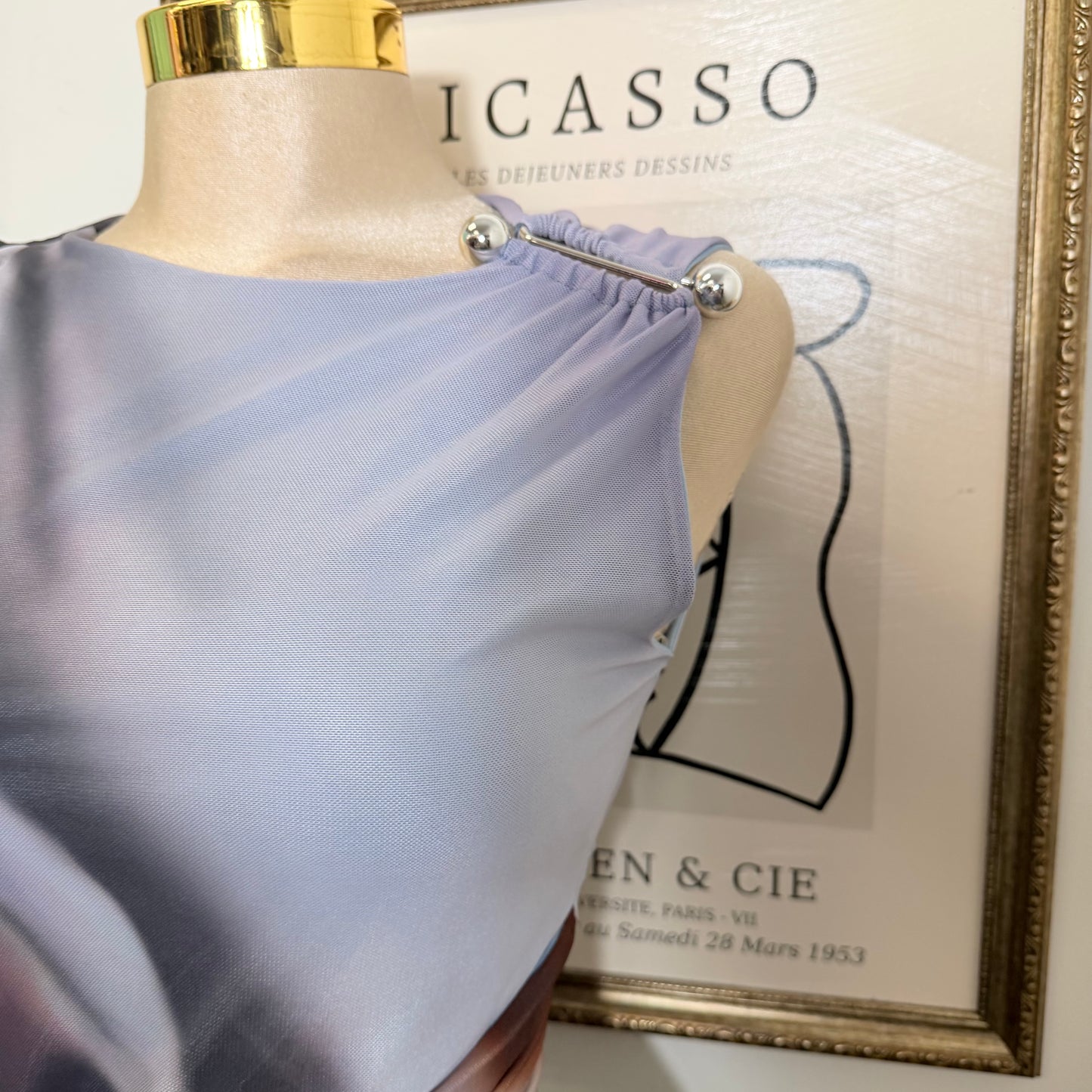 Short Sleeve Mesh Dress-Blue