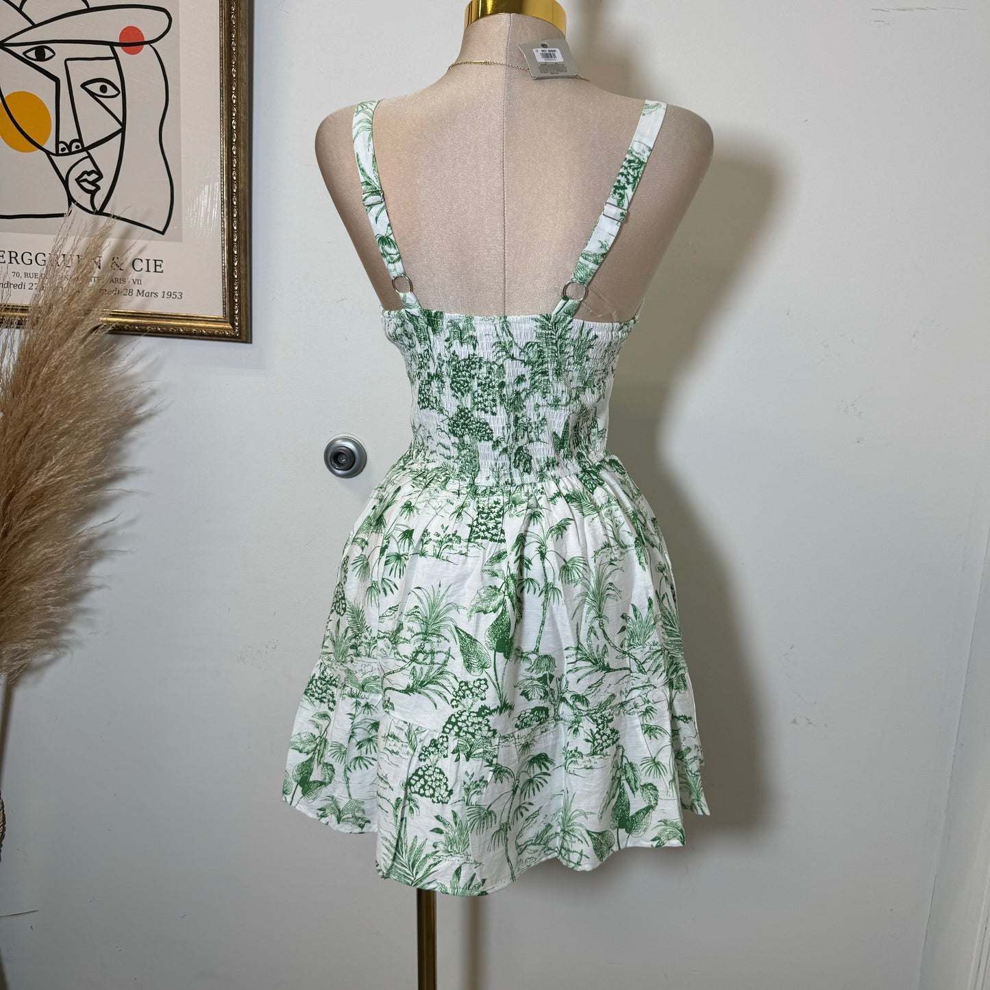 Picnic Corset Short Dress-Green/White