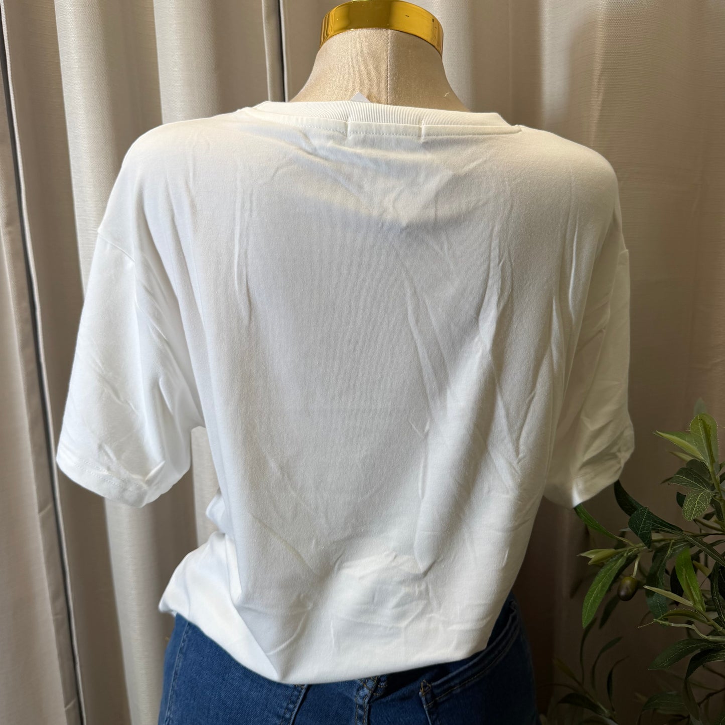 El wow Short Sleeve Oversized Top-white