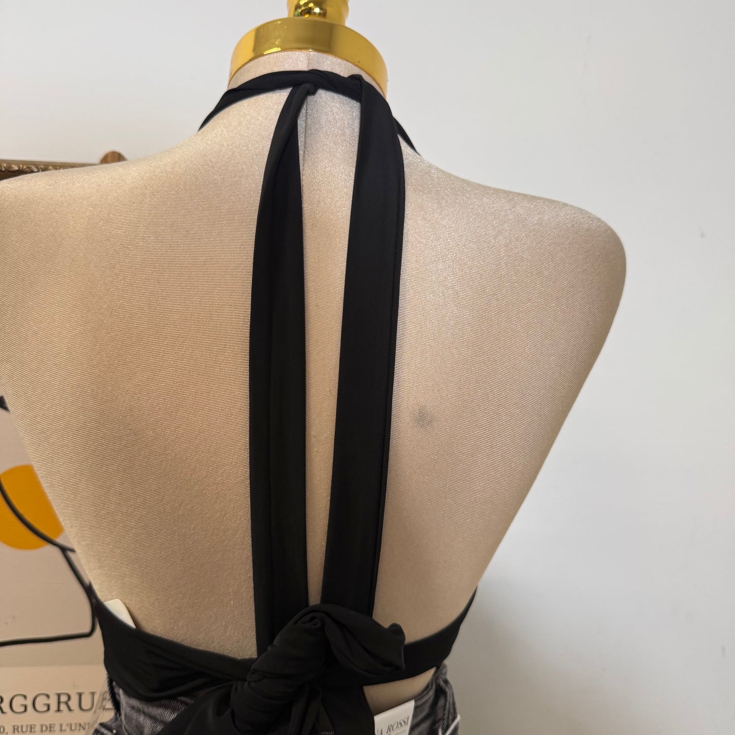 Halter cowl Neck Open Back Top-Black