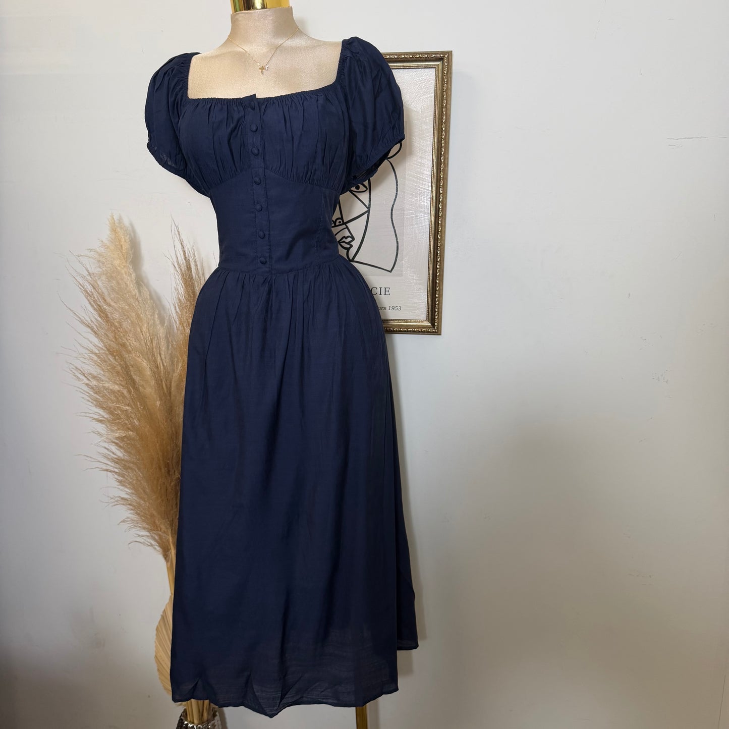 Corset Maxi Dress-Navy