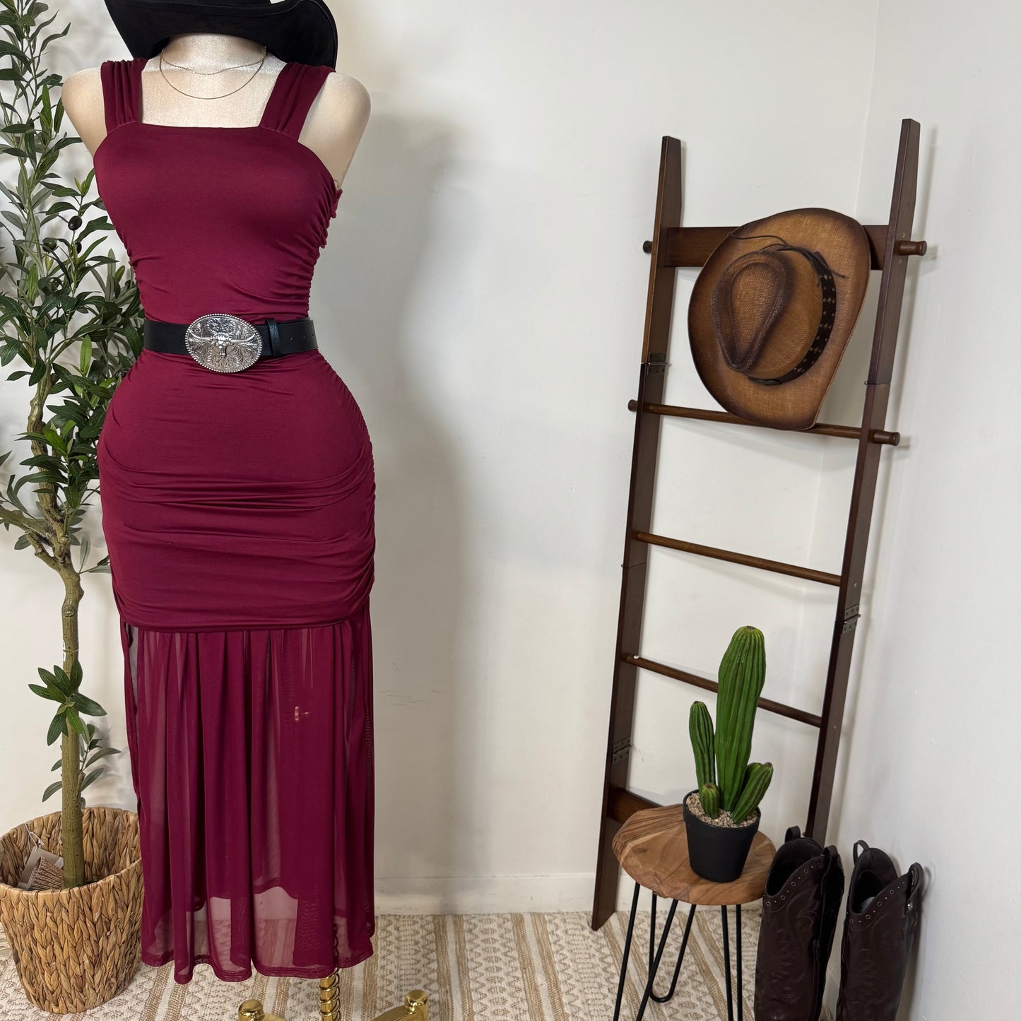 Ella Dress-Burgundy