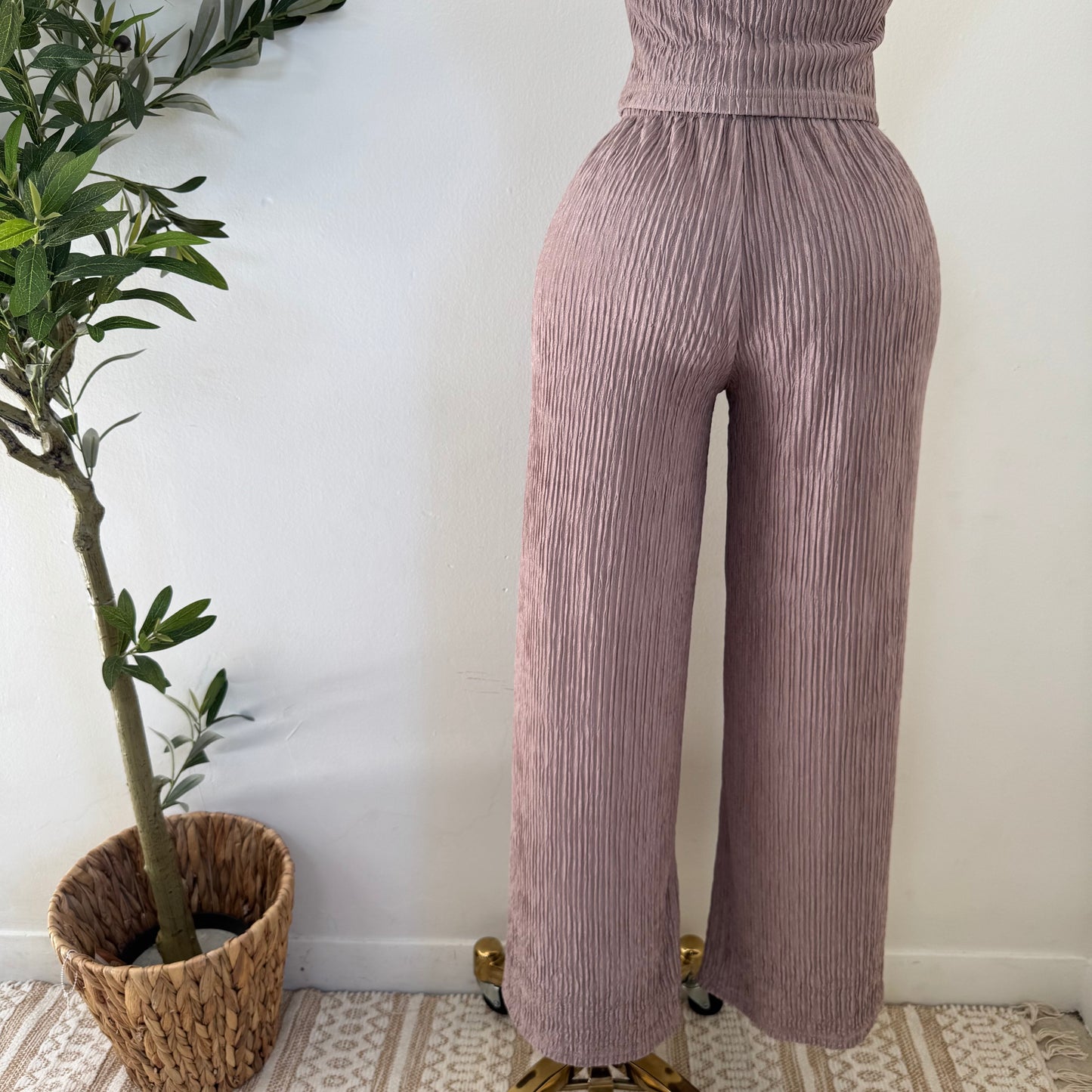 Tamara Short Sleeve Piece Set-Mocha