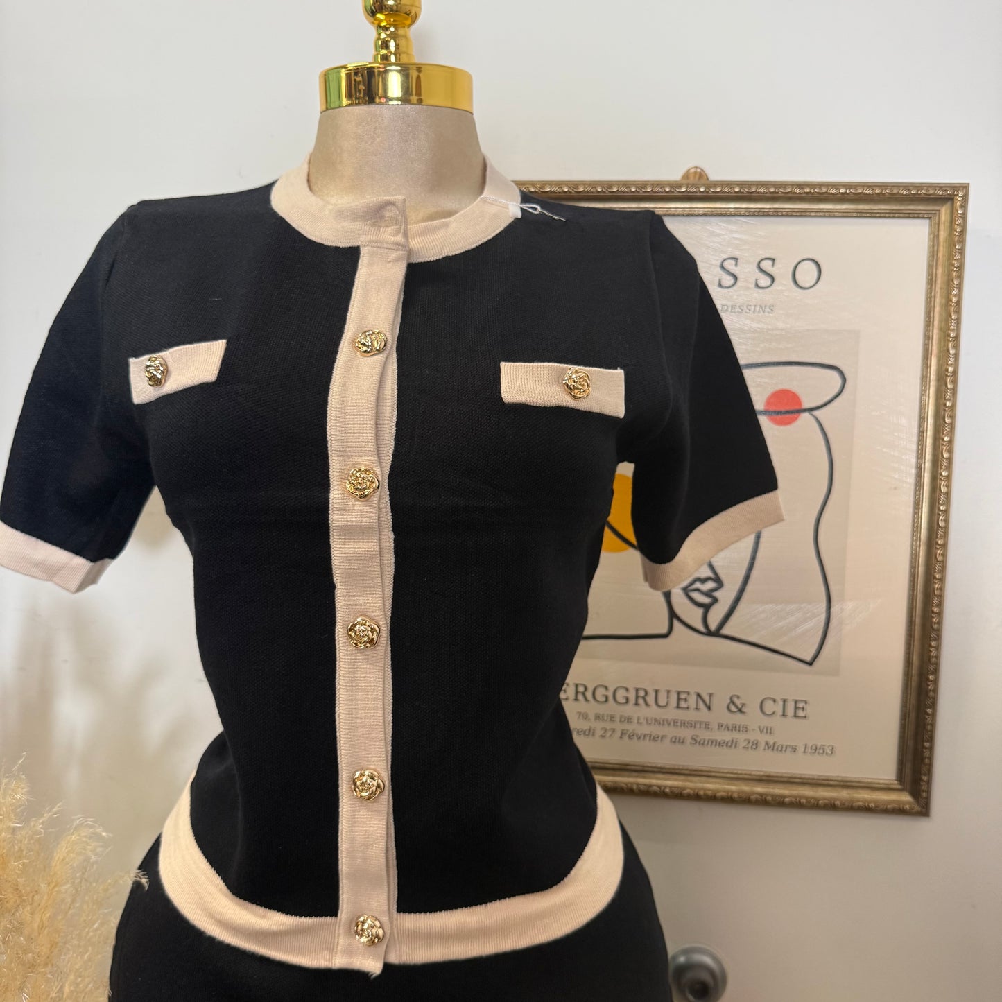 Knitted Skirt Set-Black