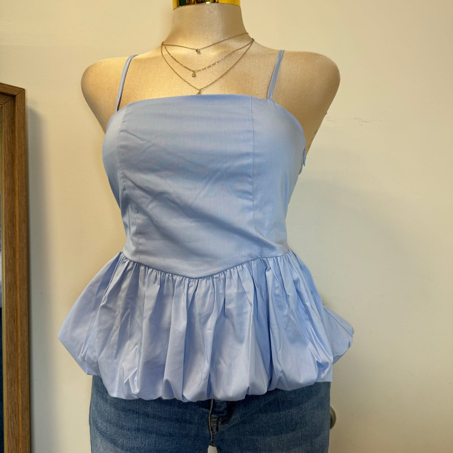 Bubble Hem Cam Top-Blue