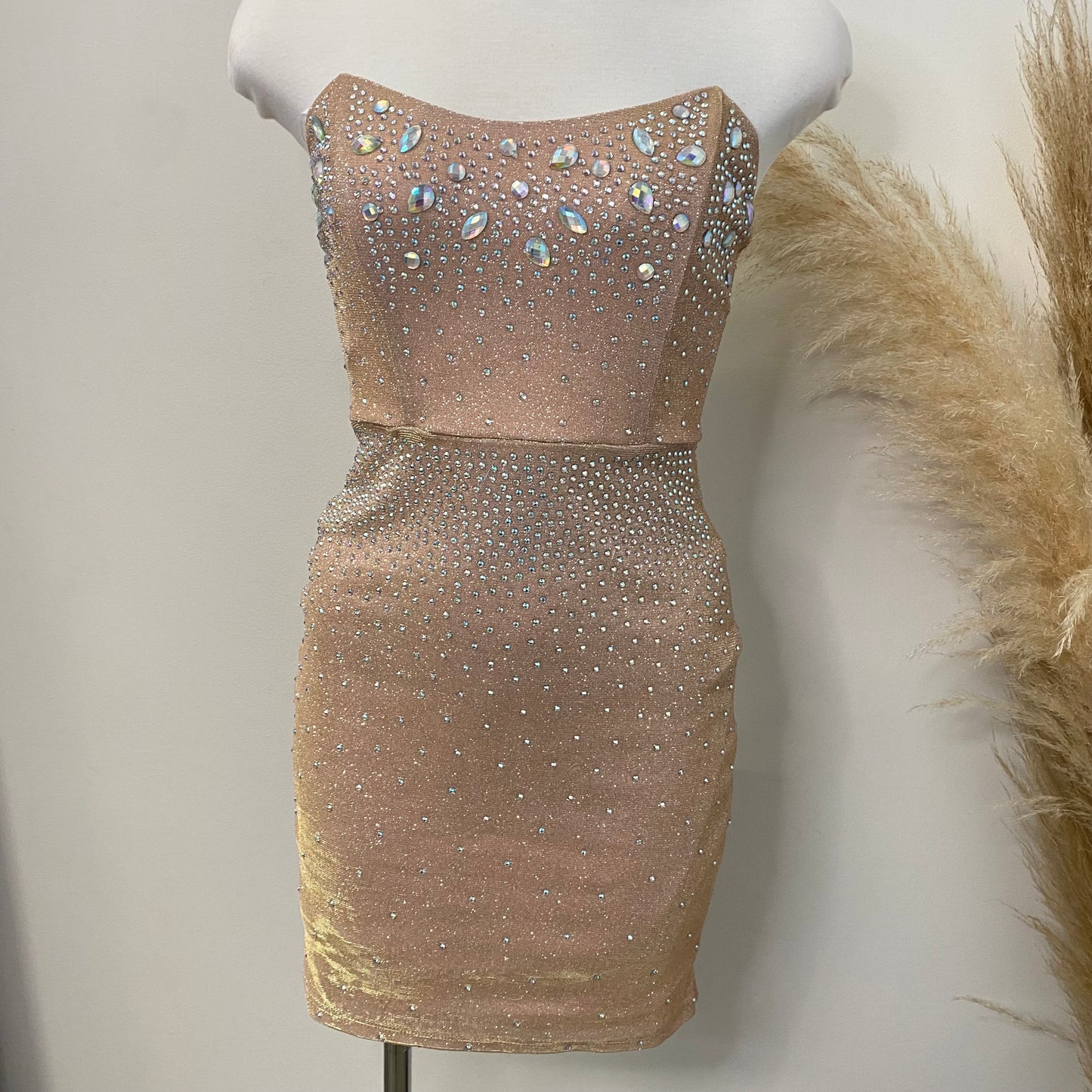 Diamante Dress -Rose Gold