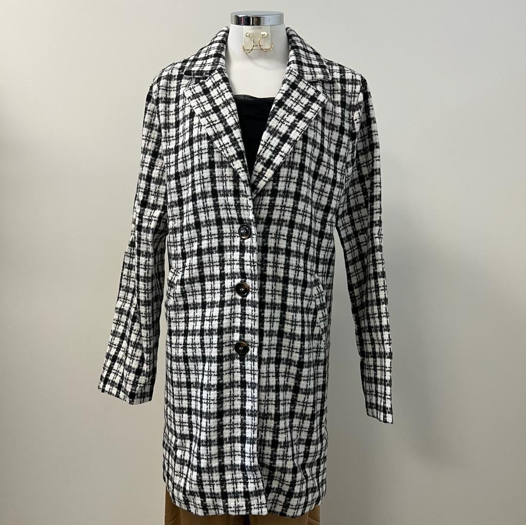 ALYSSA PLAID COAT PL-BLACK