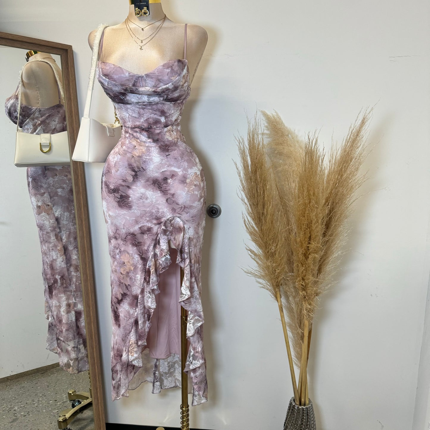 Mismaloya Lace Dress-Multi Pink