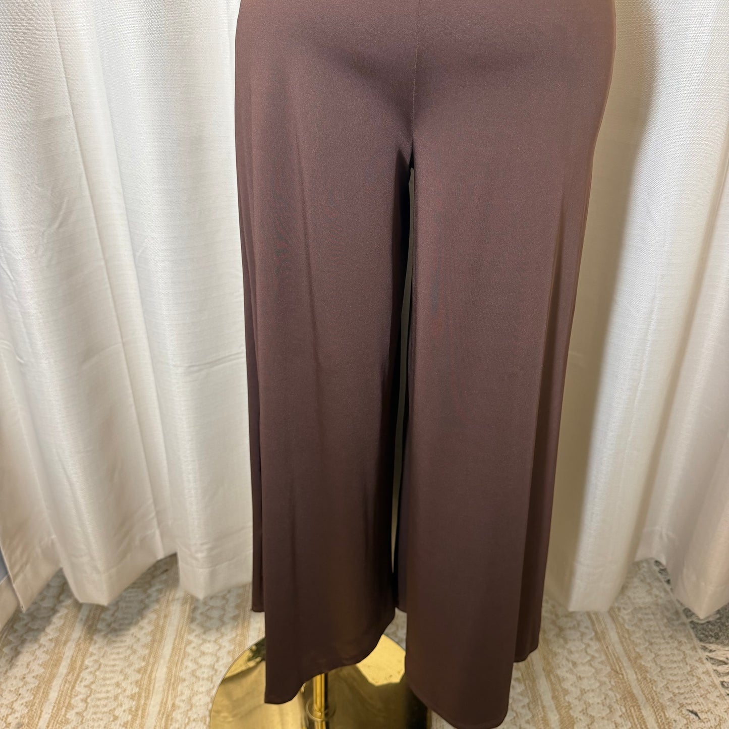 Cowl halter Neck Flare Jumpsuit-Brown