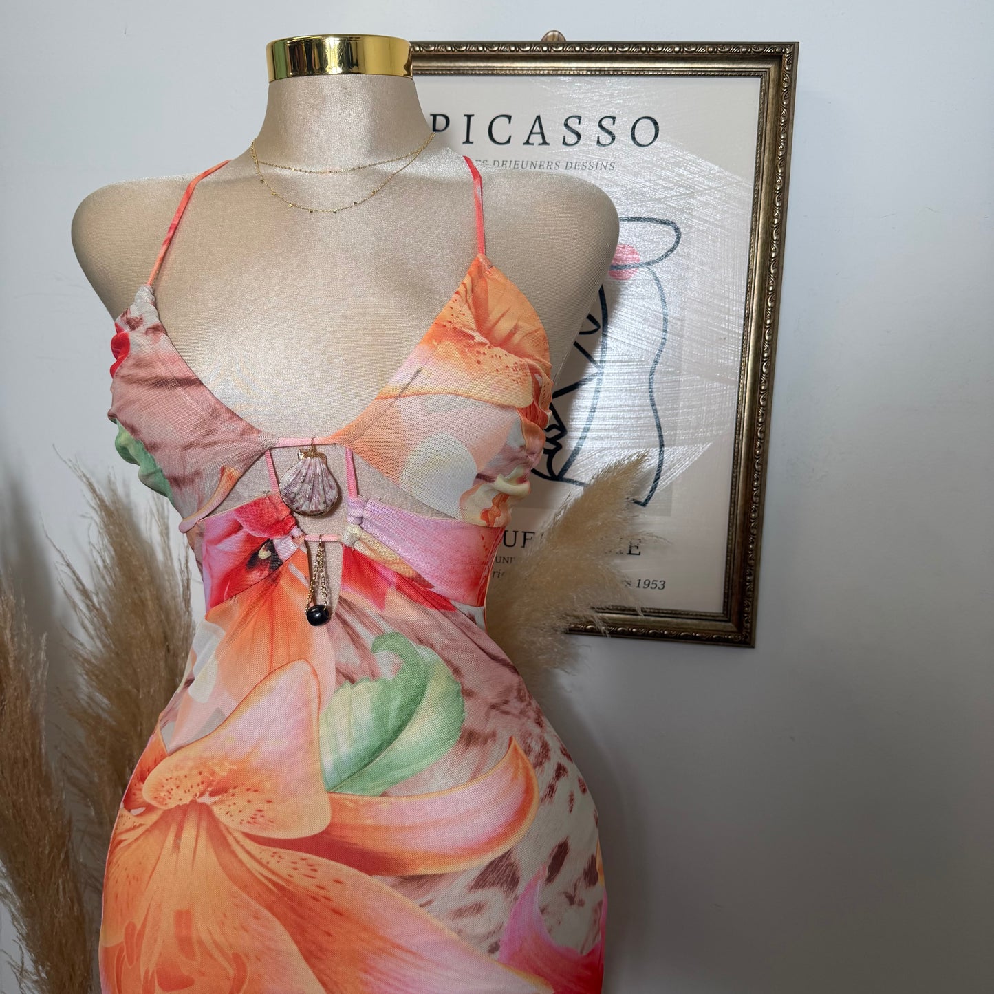 Tropicoqueta Mesh Dress-Peach