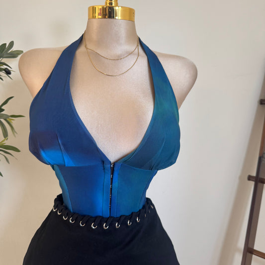 Halter corset Top-Blue
