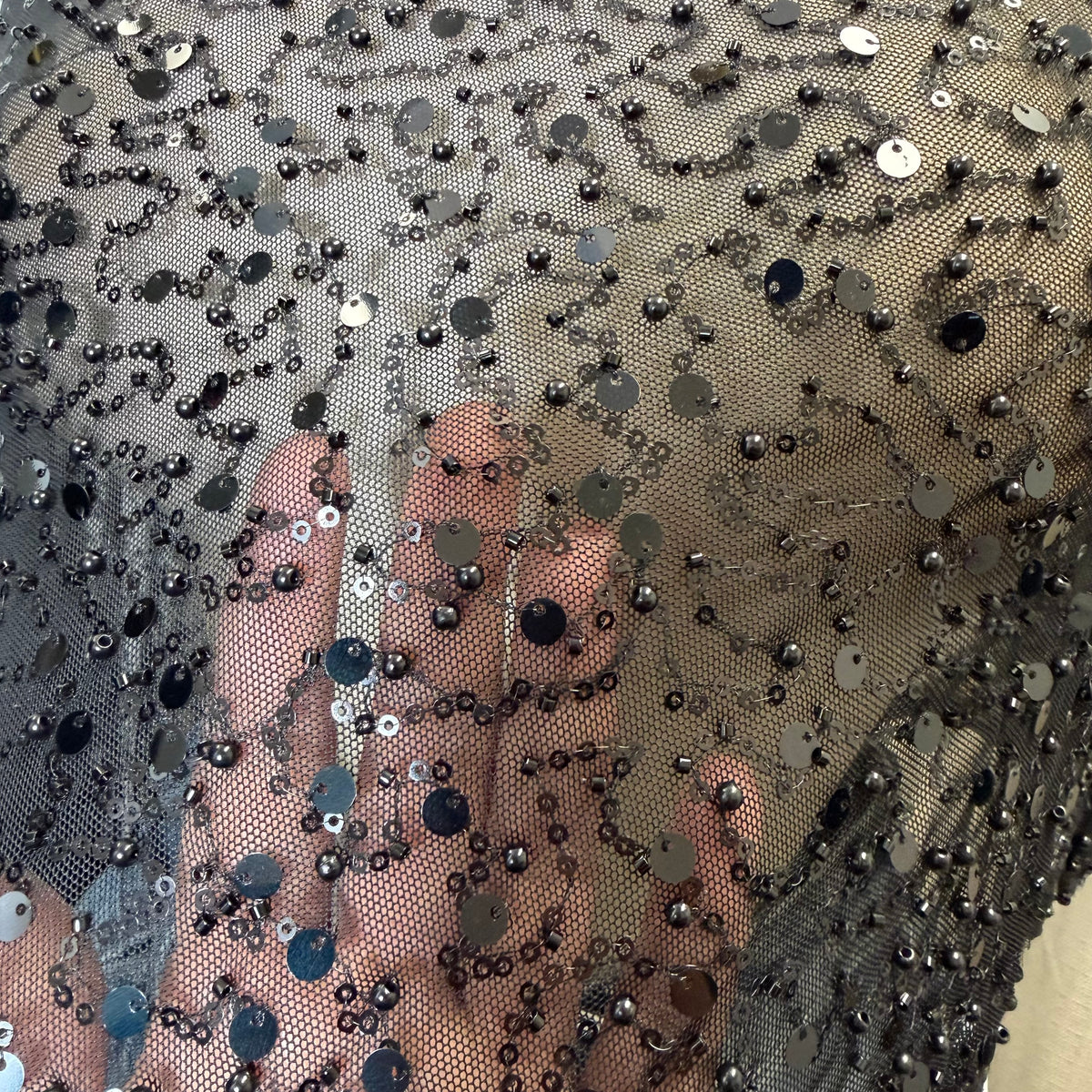 Beads and Sequins off shoulder Poncho-Black