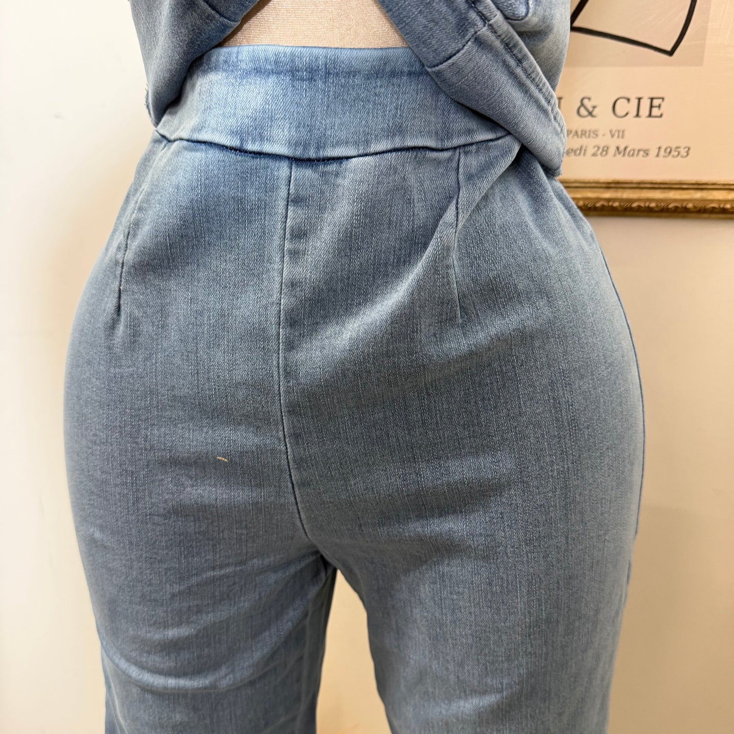 Strapless Denim Pant Set-Light Blue