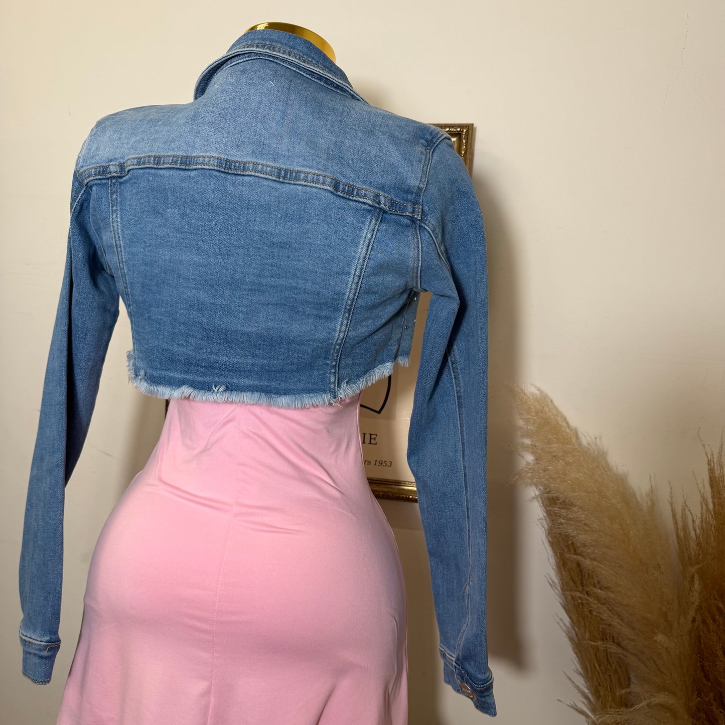 Cropped Denim Rhinestone-Blue