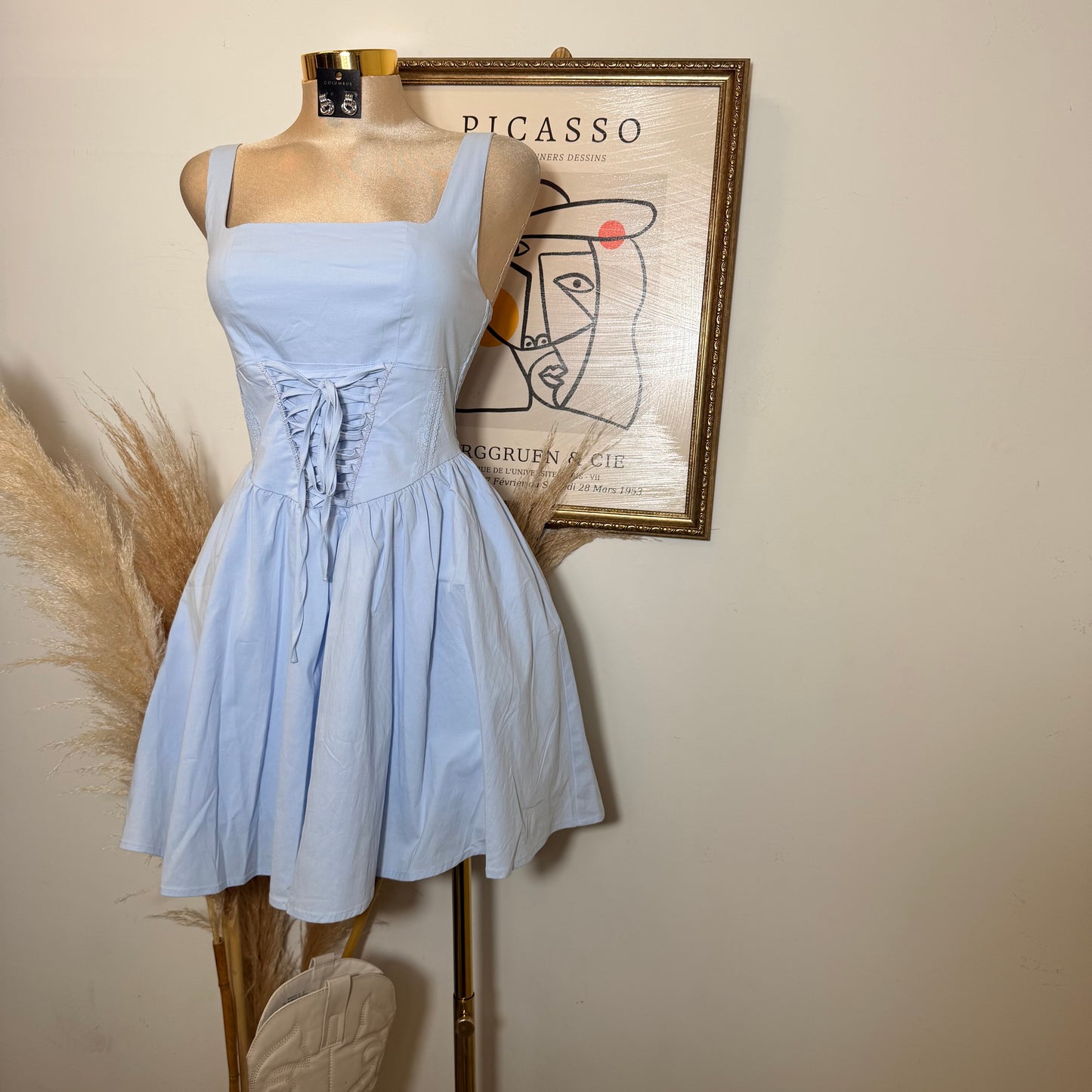 Corset Midi Dress-Blue