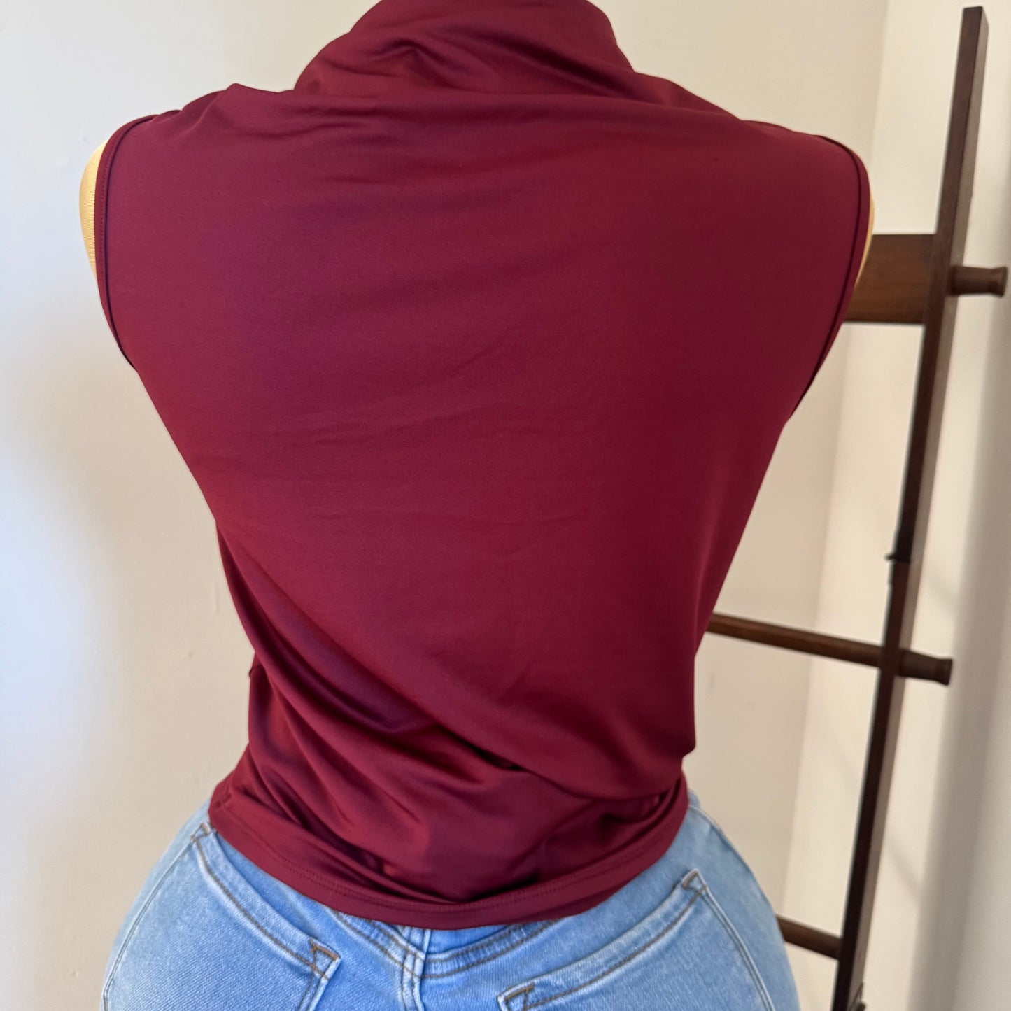 Plus size Top With Gold Detail -Burgundy
