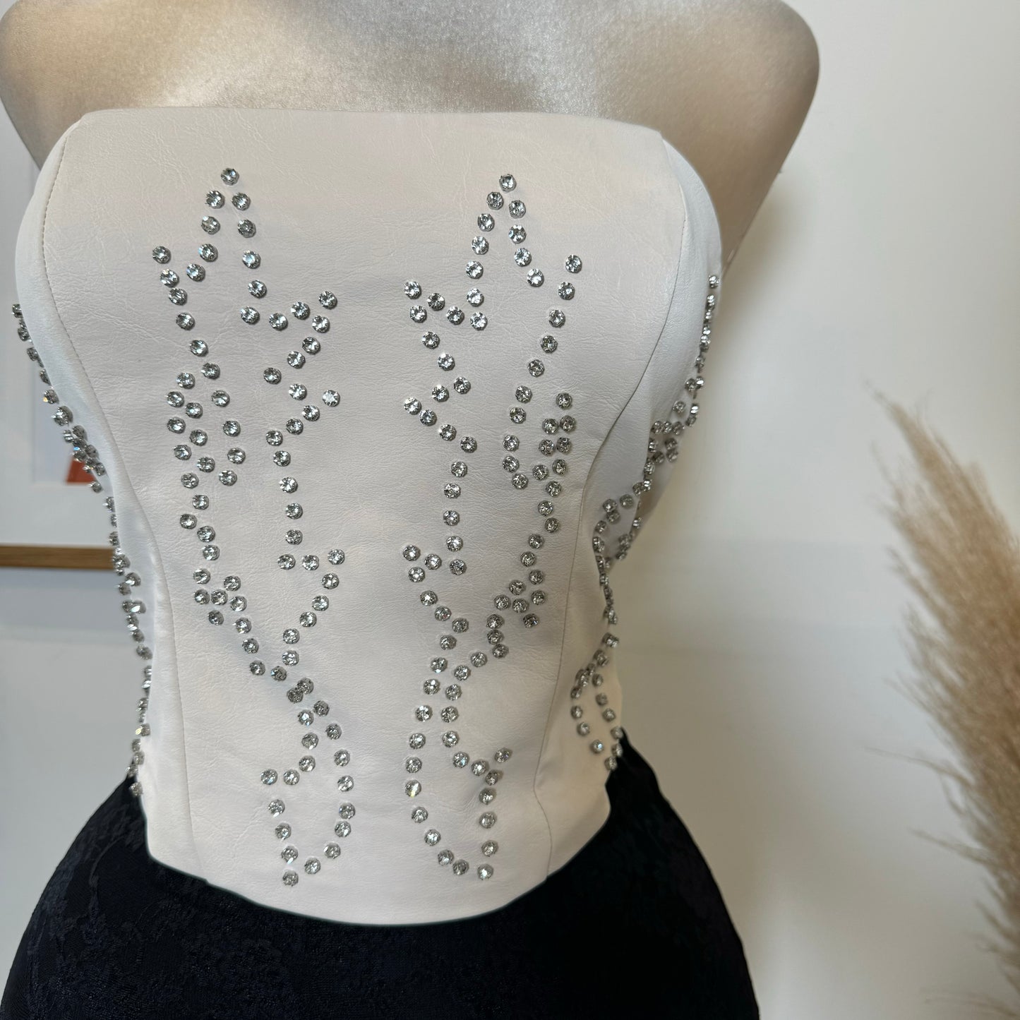 La nena Rhinestone  Western Corset-Cream