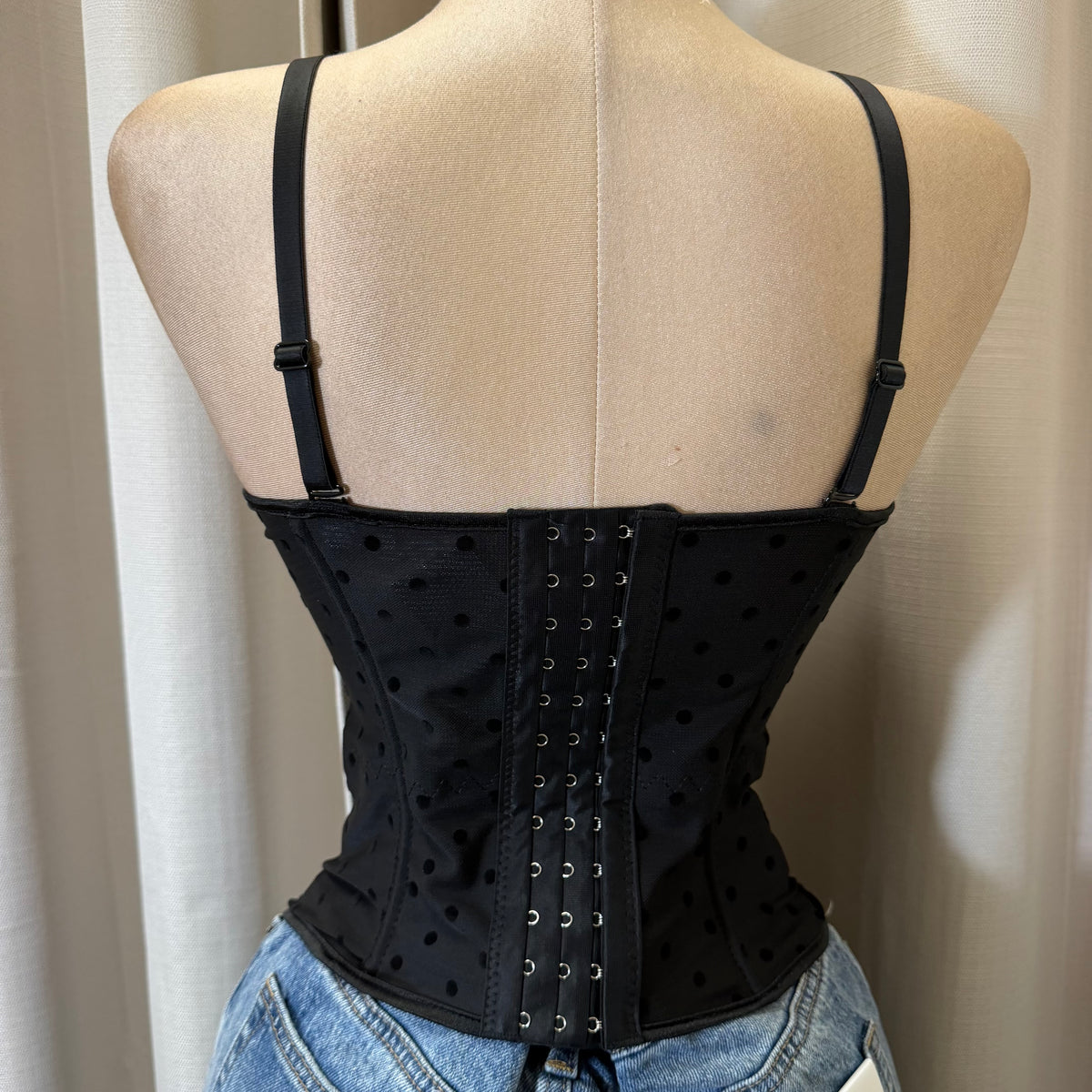 Polka Dot Corset bra cup-Black