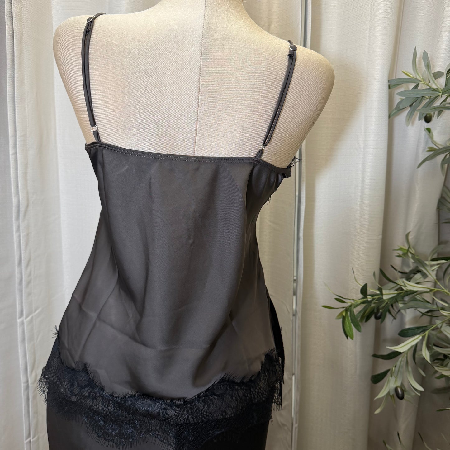 Satin lace Skirt Set-brown/black