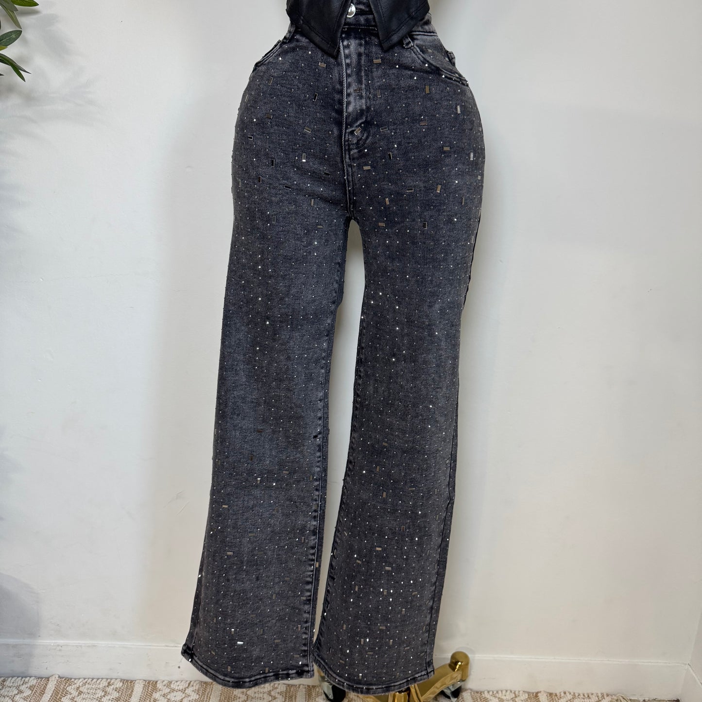 Ximena Rhinestone Pants-Black