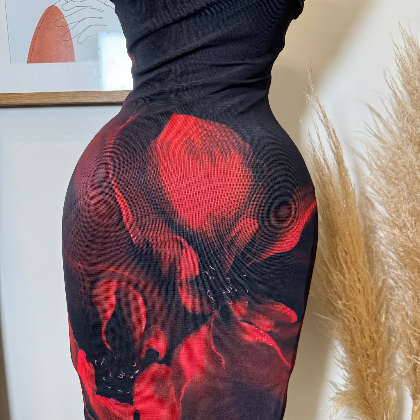 Alivis Mesh Spaghetti Dress-Black