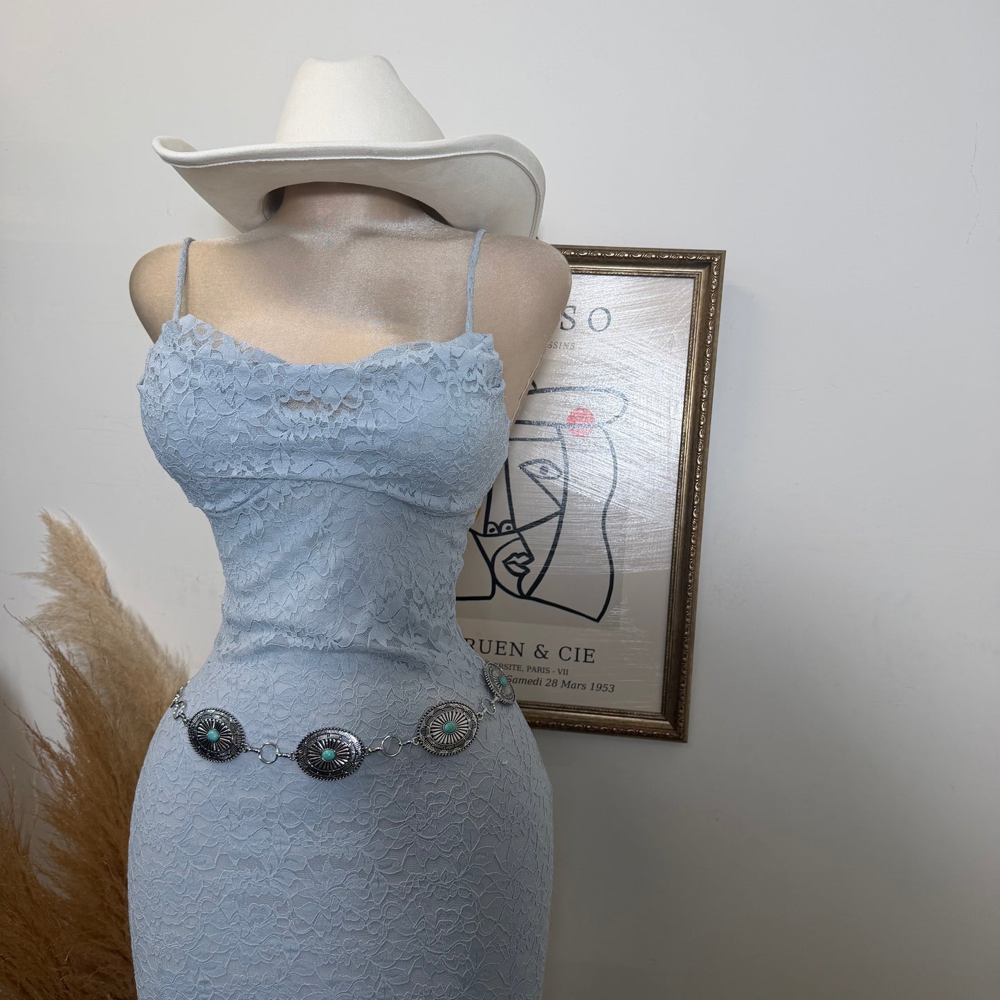 Mismaloya Lace Dress-Baby Blue