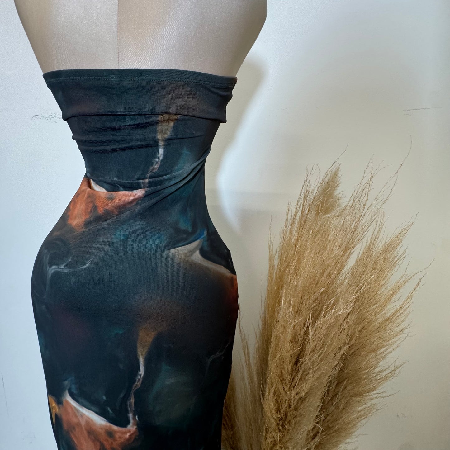 Tube Slit Maxi Dress-Multicolor