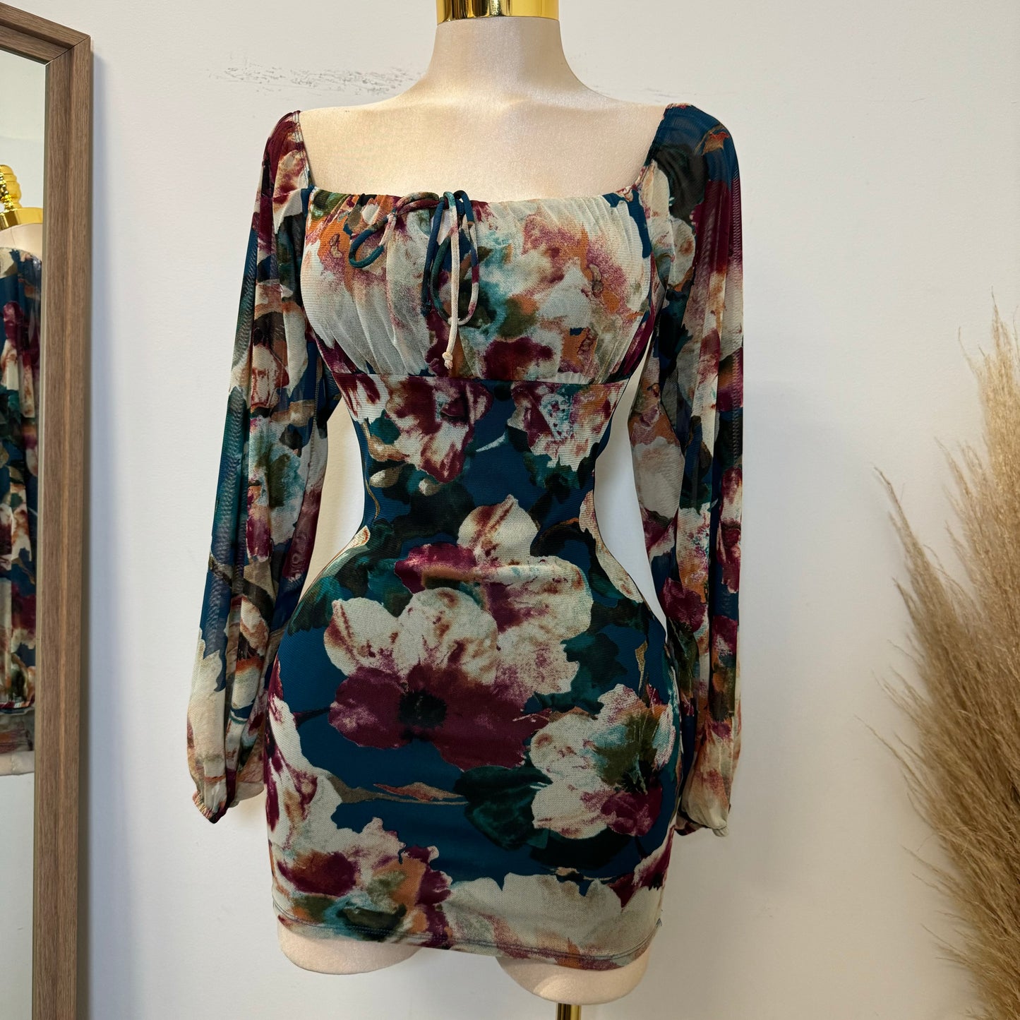 Samaria Mesh Dress-Teal