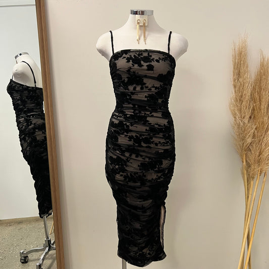 Sol Lace Long Dress-Black