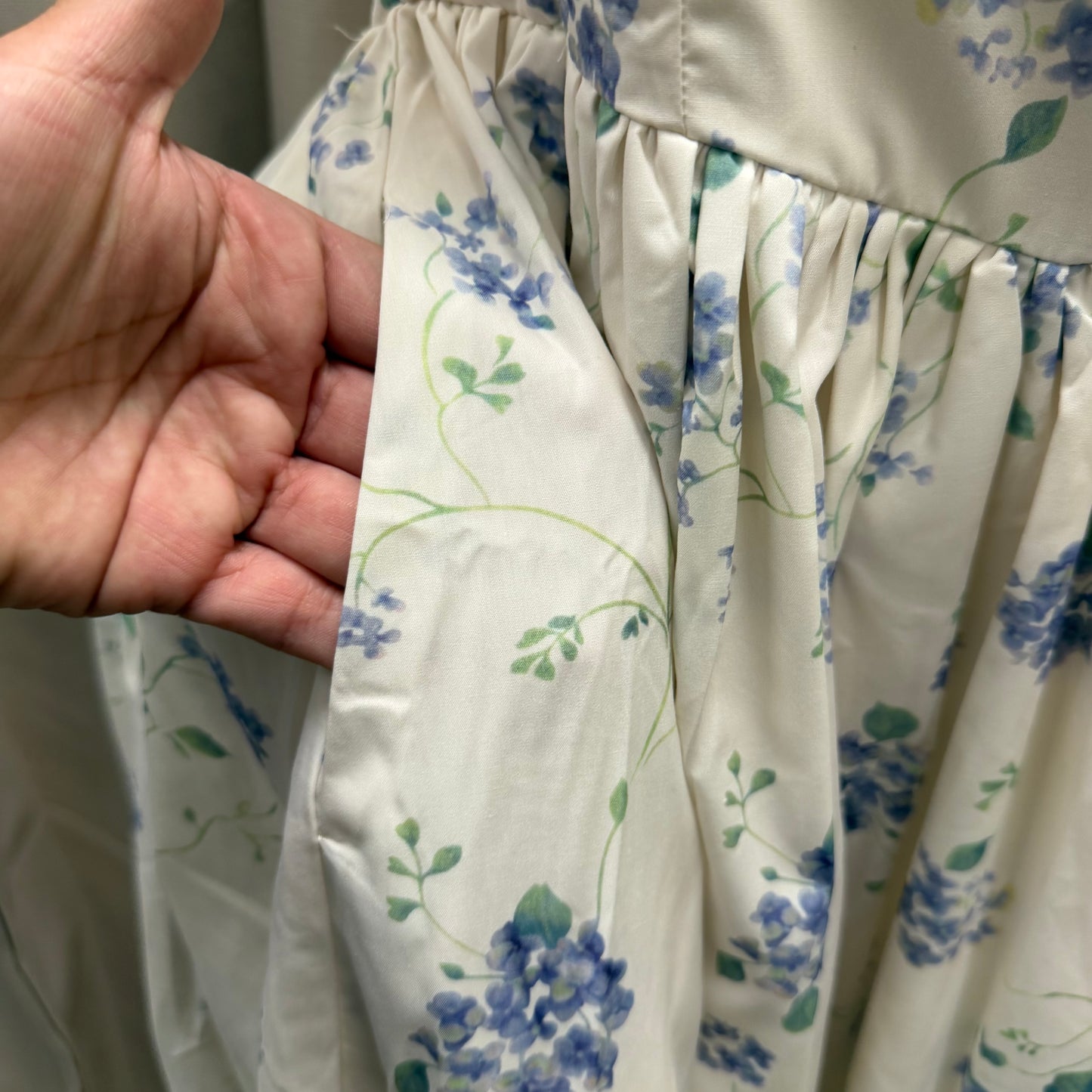 Strapless Floral Midi Dress-White/Blue