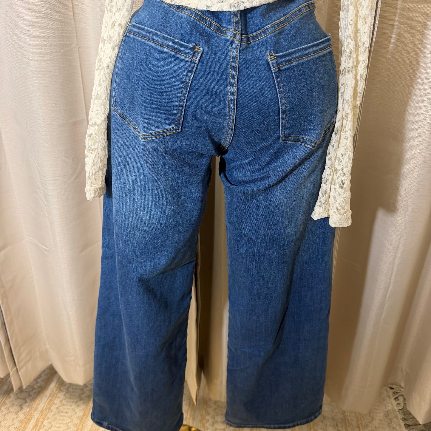 Wide leg  High waisted pants- Blue
