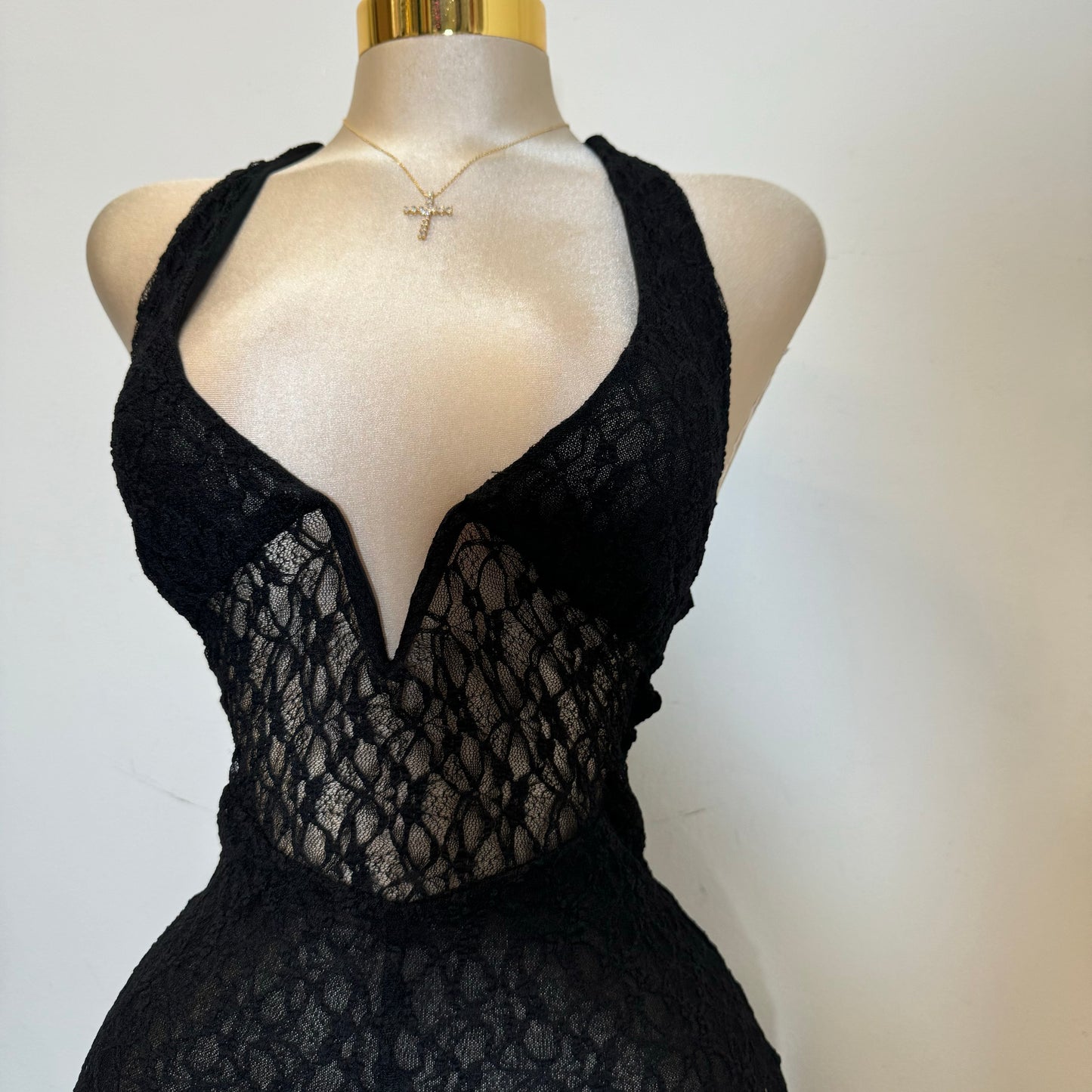 Lace Halter Jumpsuit-Black