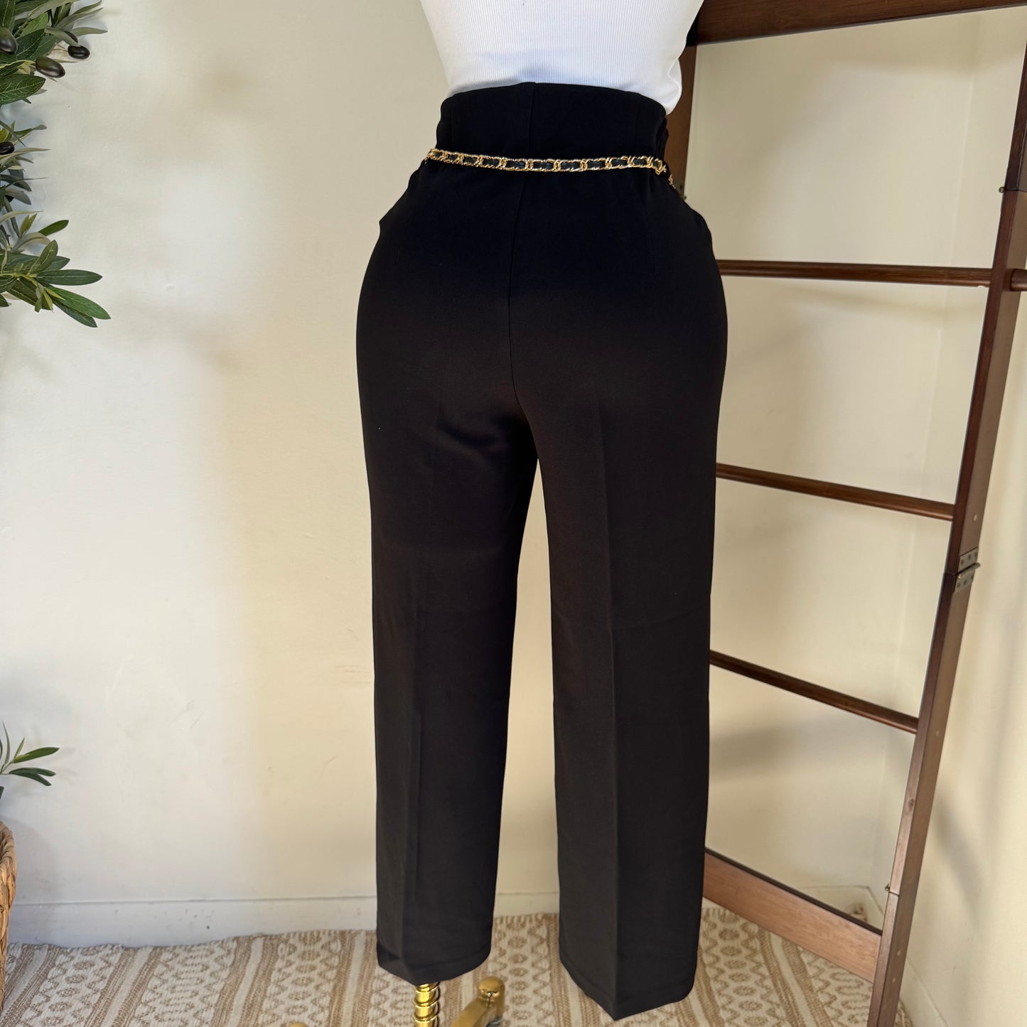 Dressy Pant with Chain- Black