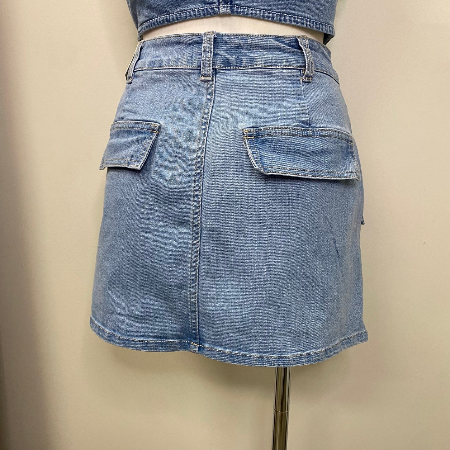 Cargo denim Skirt -Light Blue