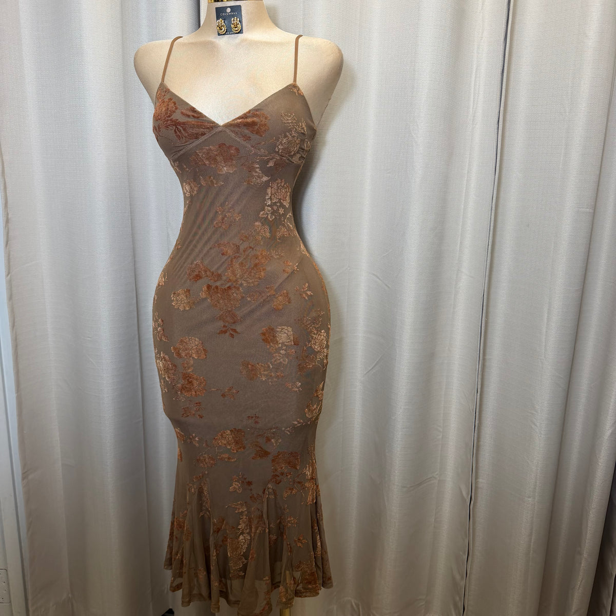 Floral lace up Mermaid Midi Dress