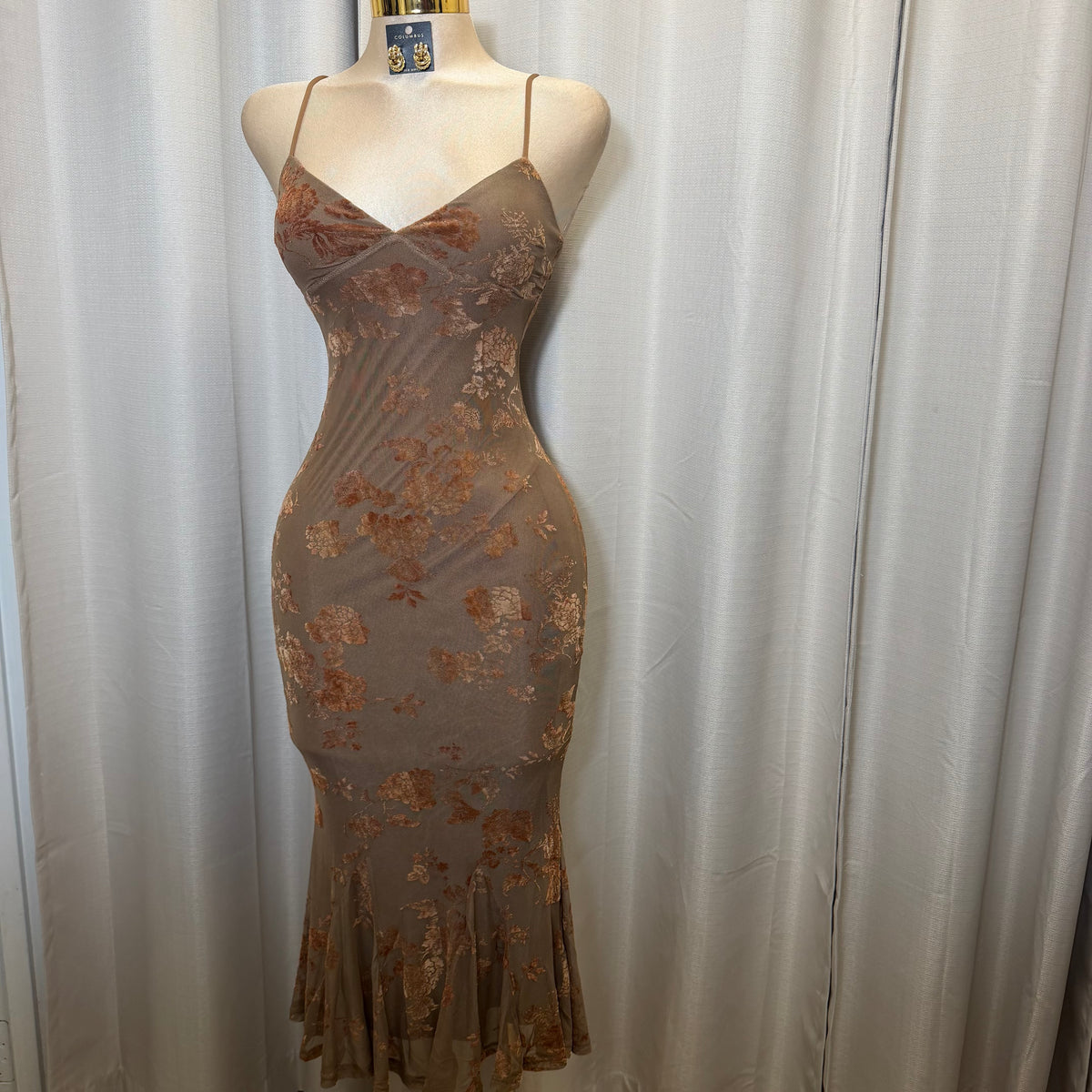 Floral lace up Mermaid Midi Dress
