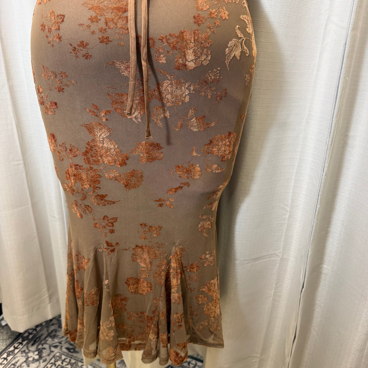 Floral lace up Mermaid Midi Dress