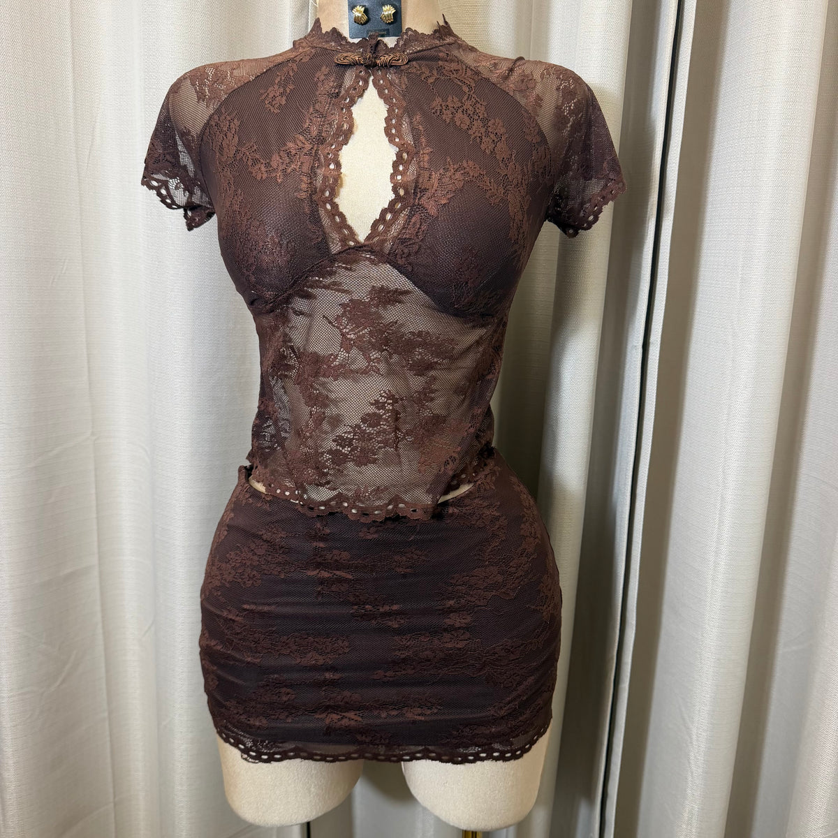 Lace skirt Set-Brown
