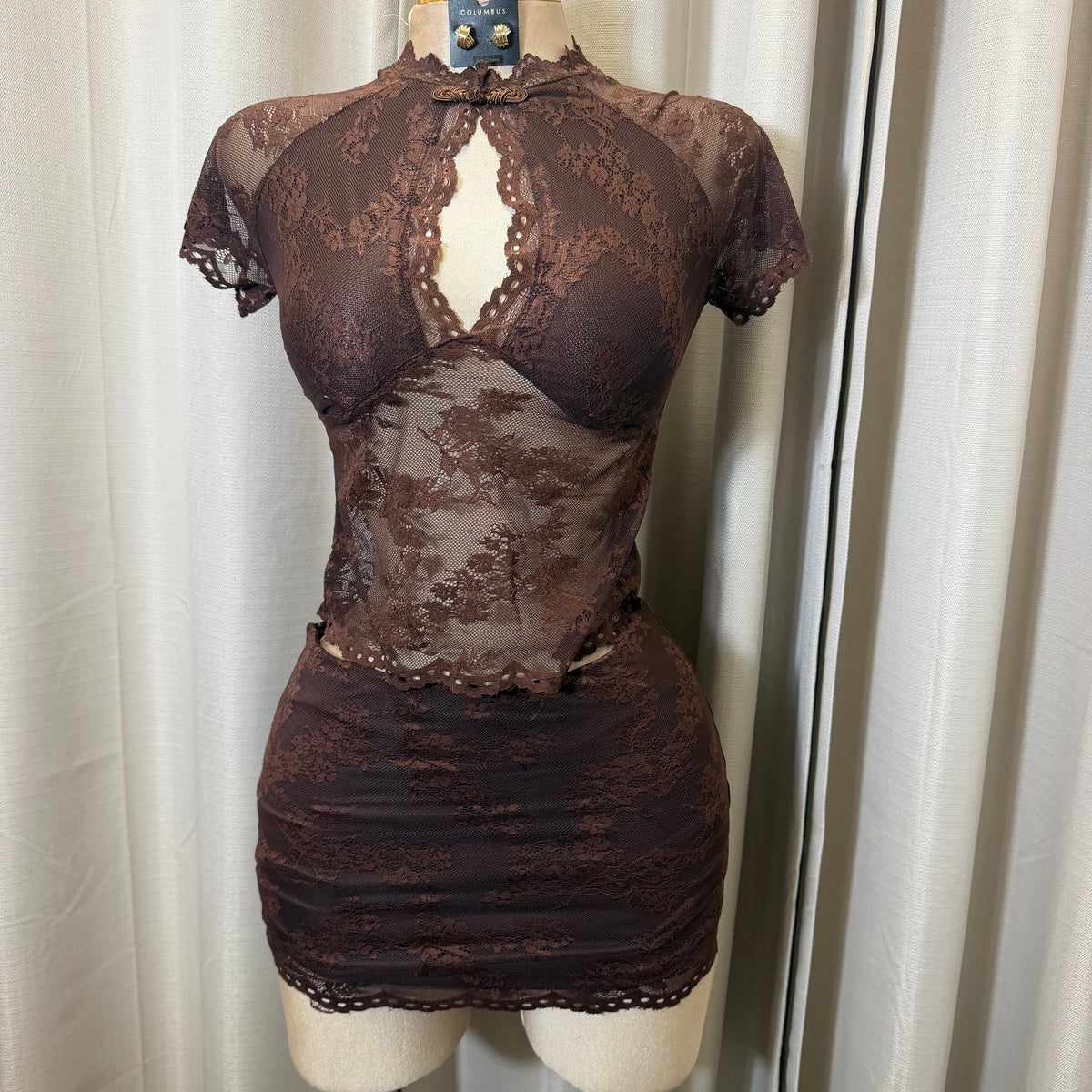 Lace skirt Set-Brown