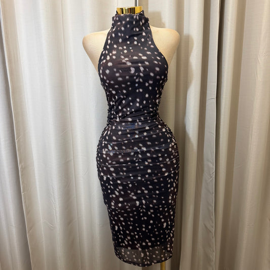 Halter Midi Polka Dot Dress-Choco