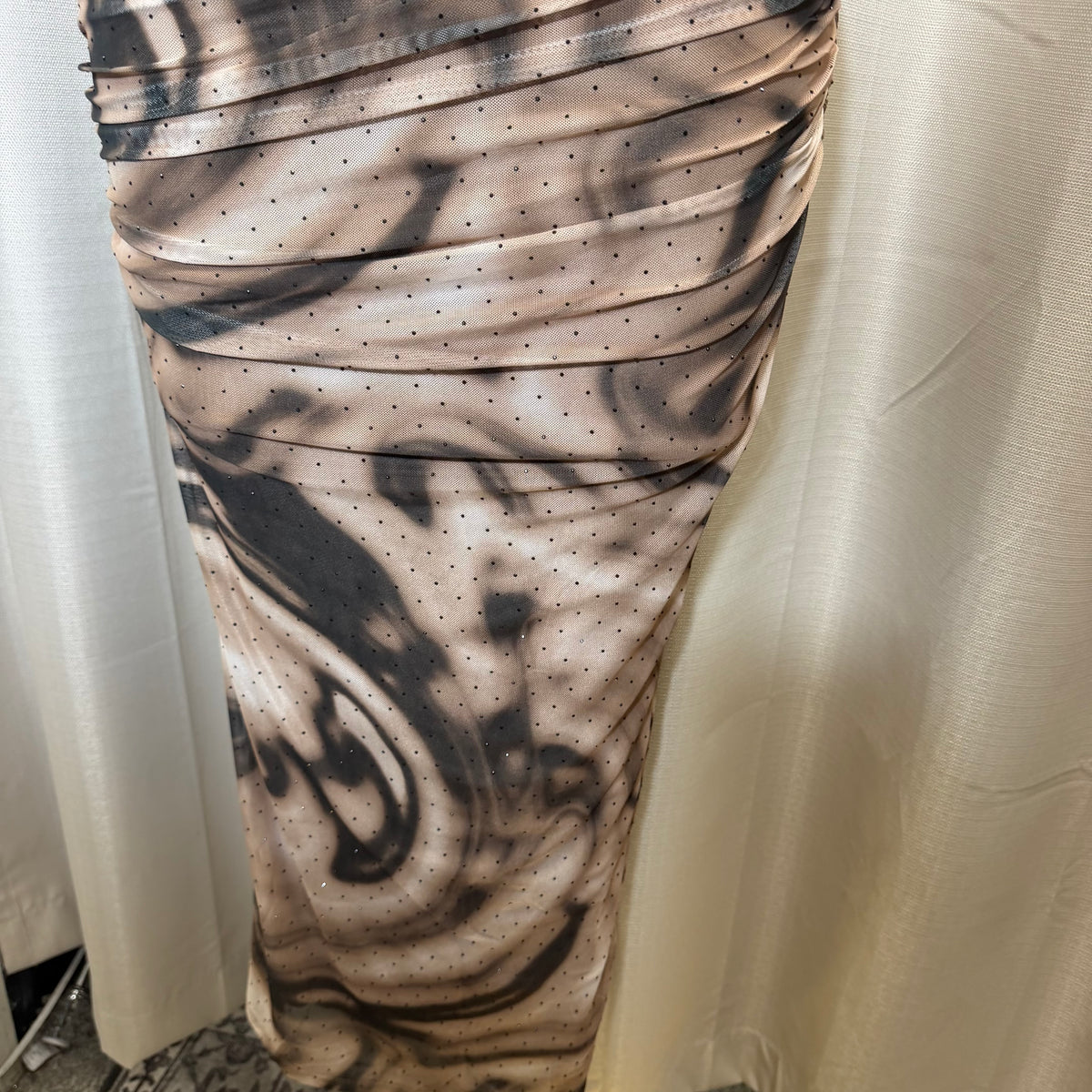 Luxi Rhinestone Dress-Brown/Black