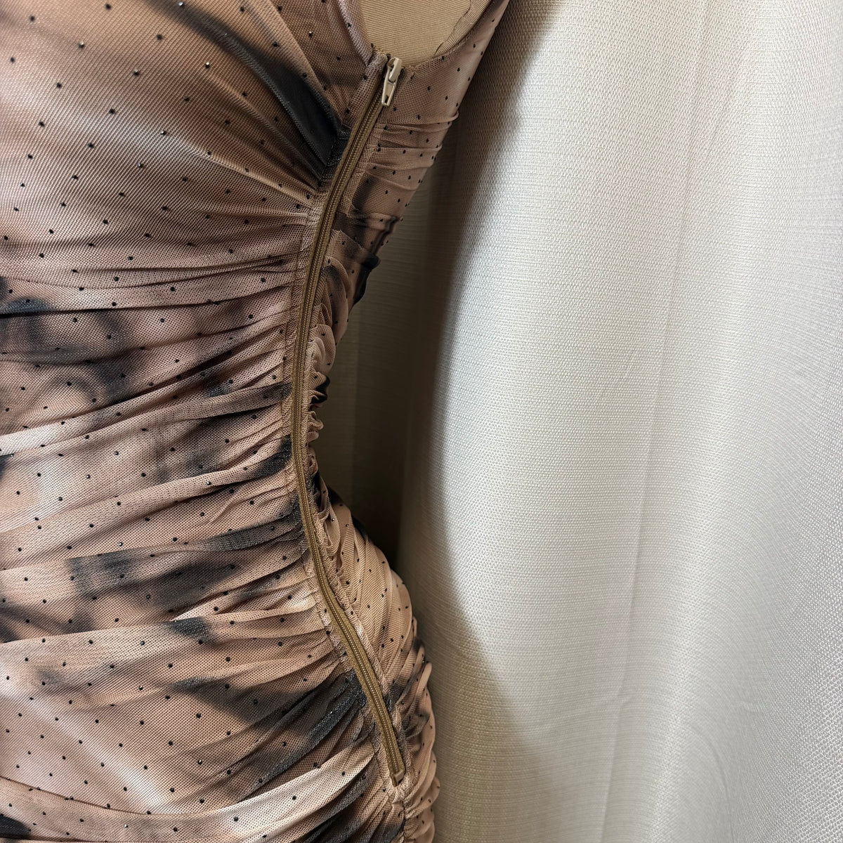 Luxi Rhinestone Dress-Brown/Black