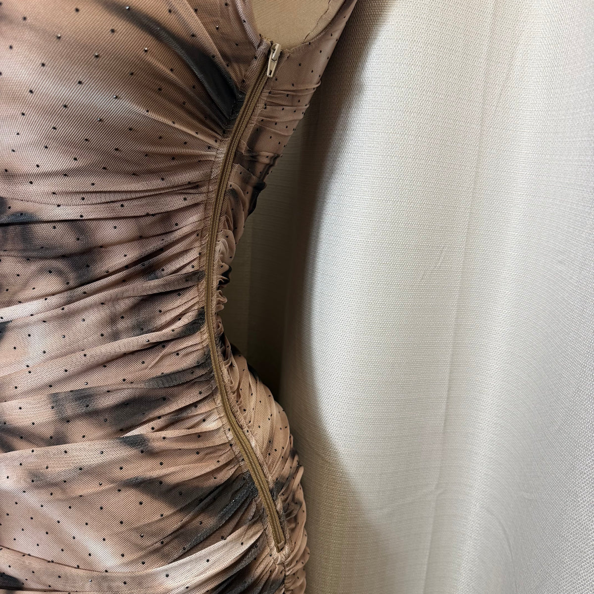 Luxi Rhinestone Dress-Brown/Black