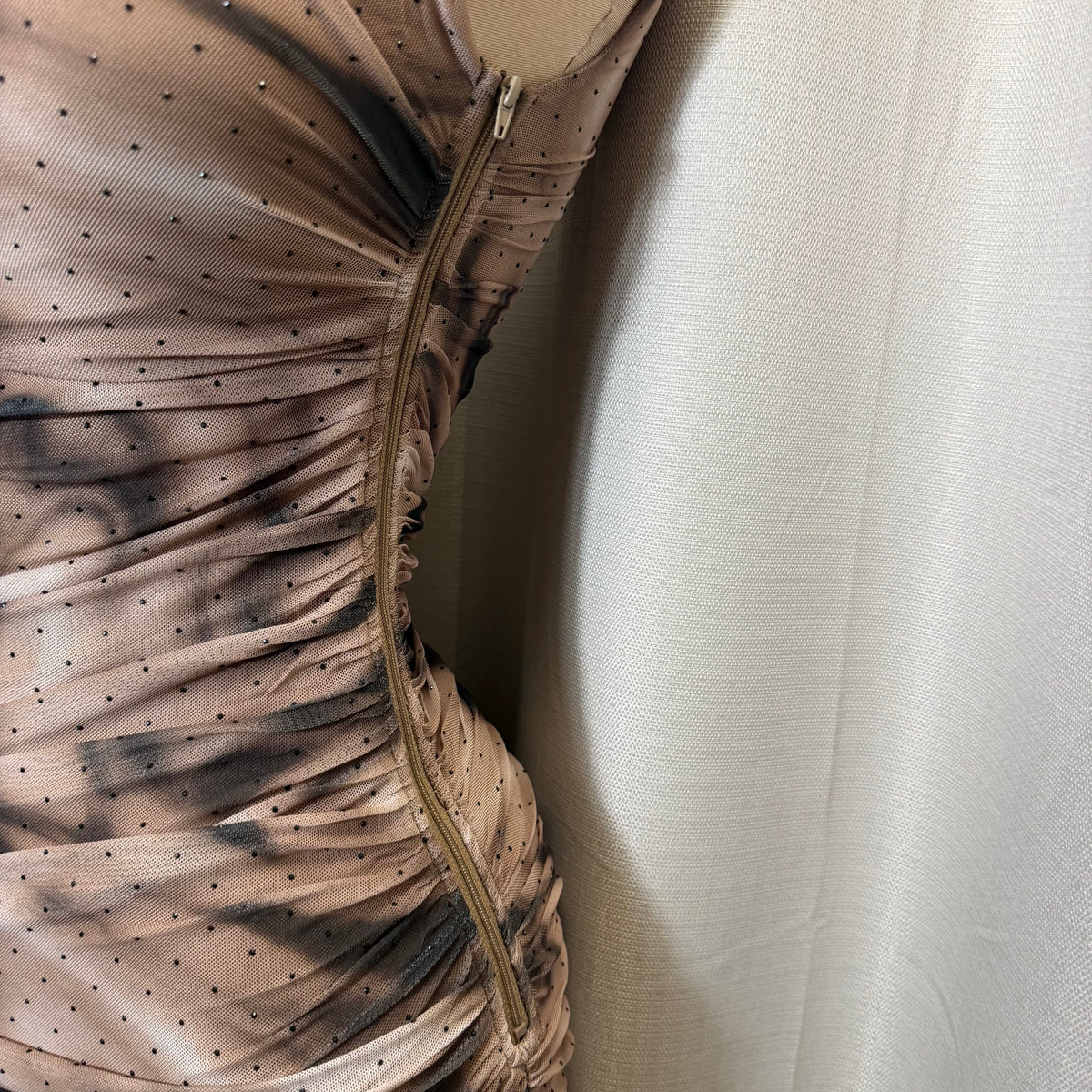 Luxi Rhinestone Dress-Brown/Black