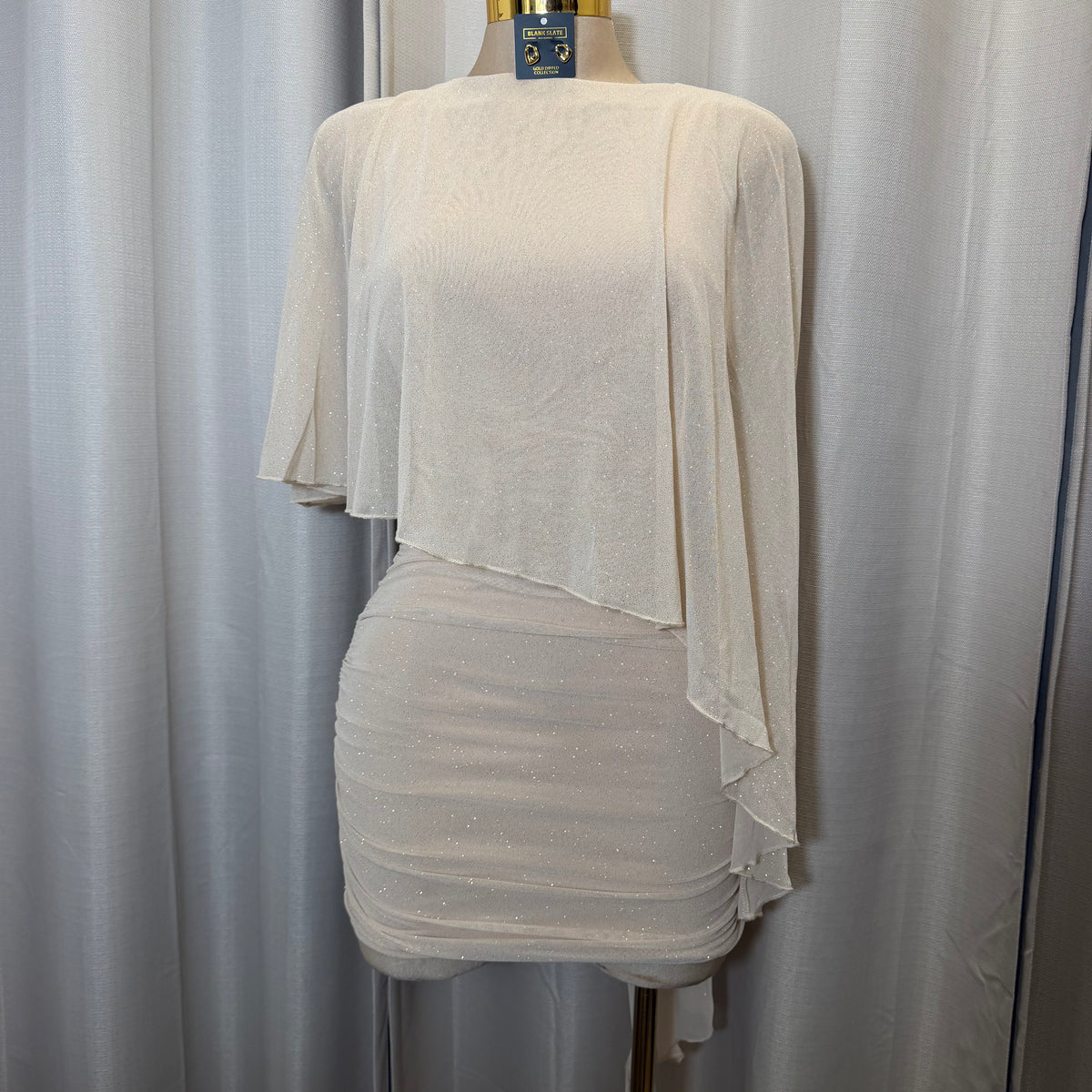 Glitter Mesh Dress-Gold